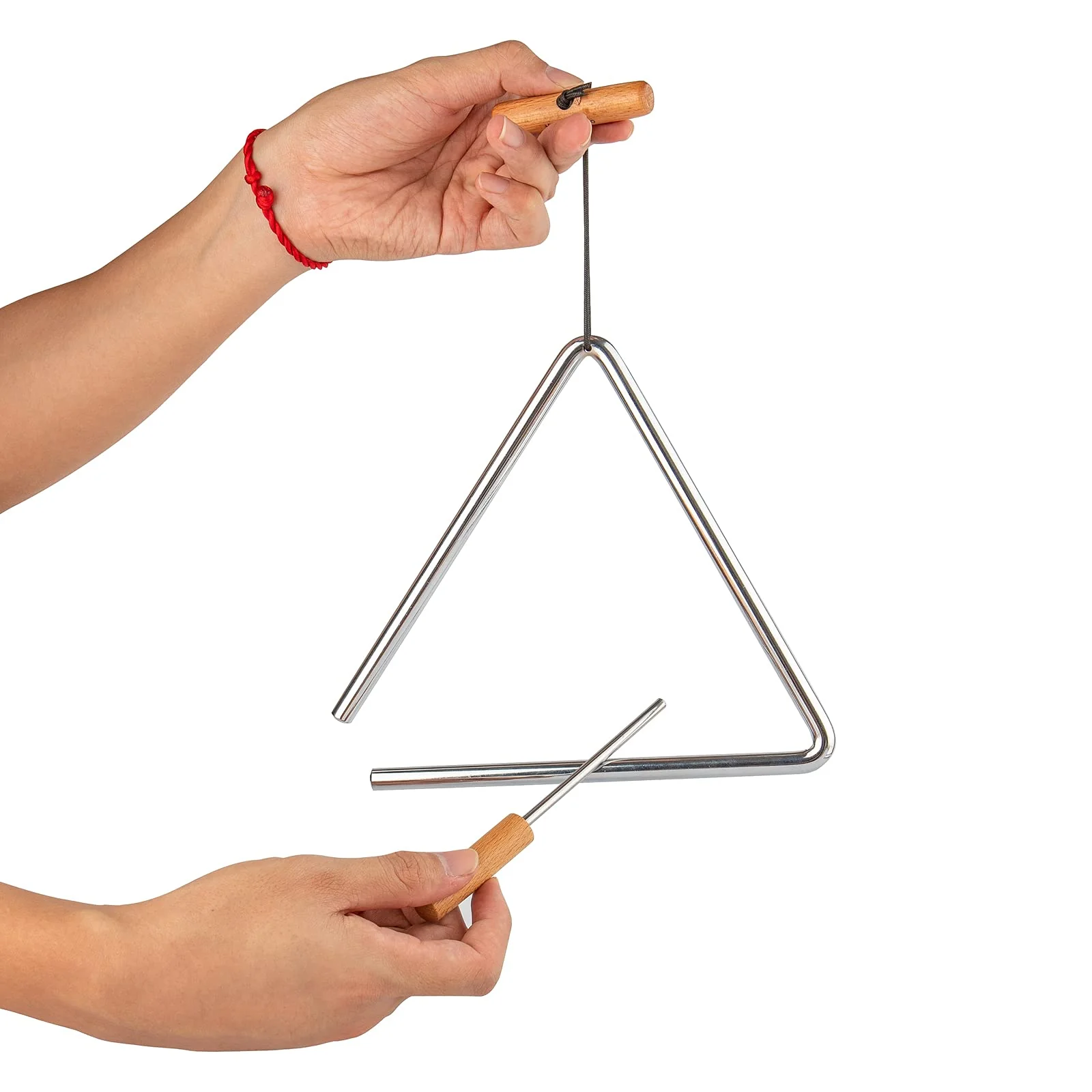 Triangle Hand Percussion with Striker,Rhythm Steel Triangles Music Instrument (8 inch) 8 in - Image 3