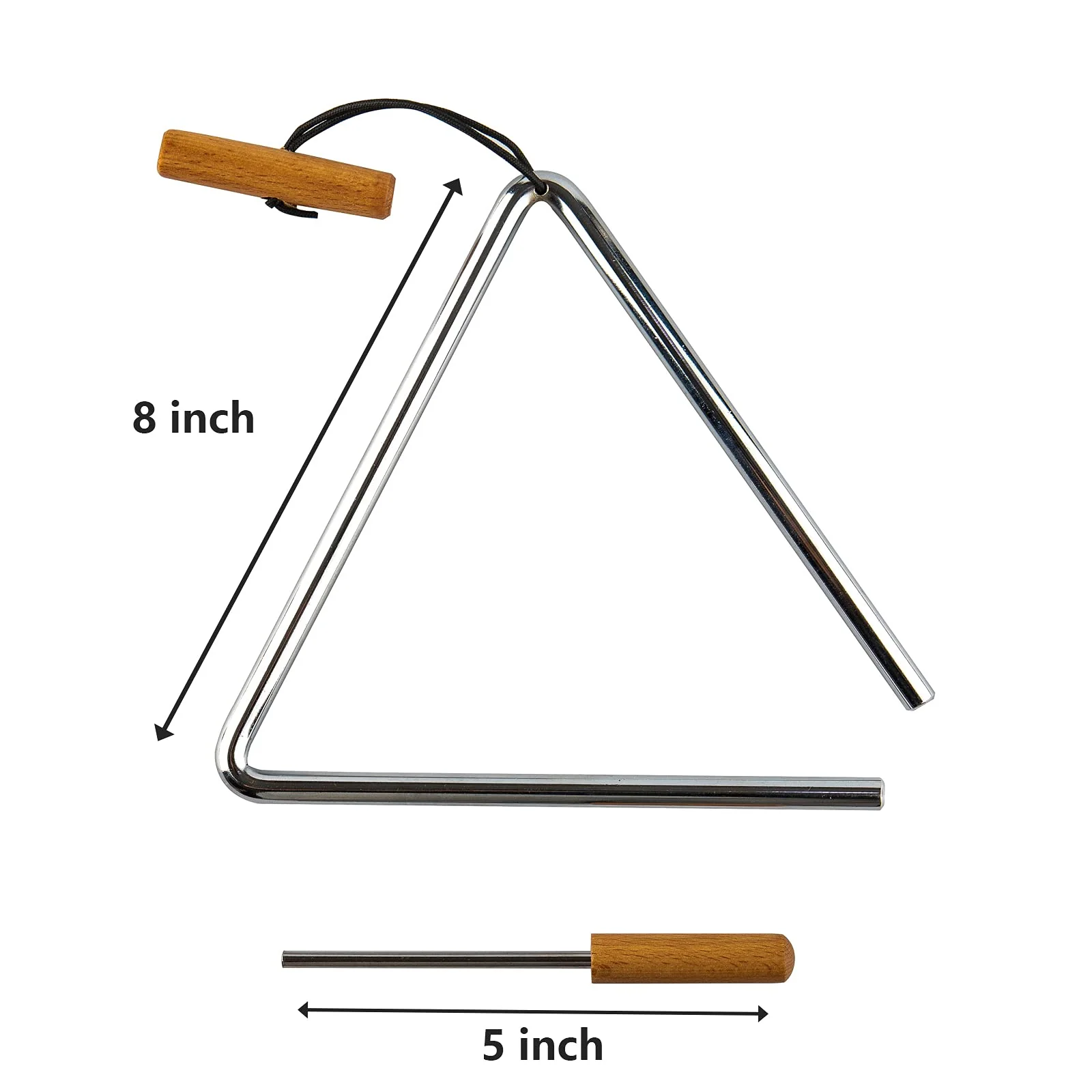 Triangle Hand Percussion with Striker,Rhythm Steel Triangles Music Instrument (8 inch) 8 in - Image 4