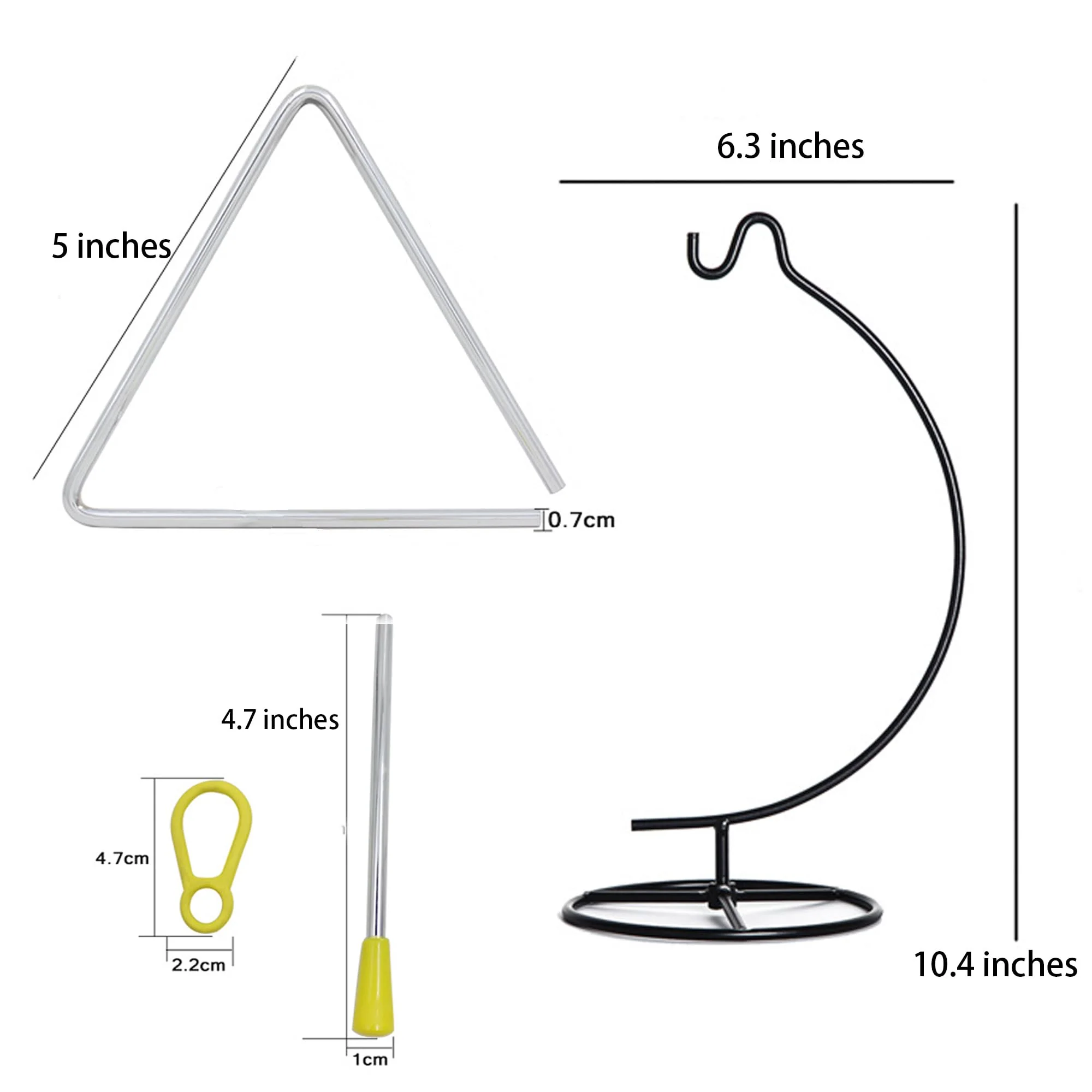 Triangle Percussion Instrument With Striker, Hand Bell, Teacher Bell Chime for Classroom, Dinner Bell Outdoor, Meditation bell, Music Instruments for adults (5 Inch) - Image 7