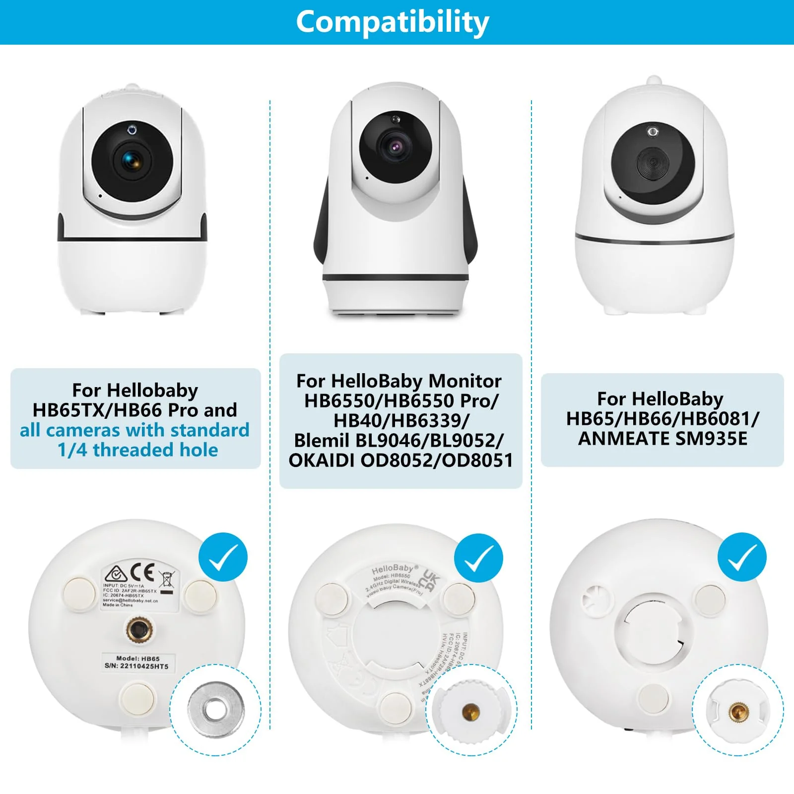 Tripod Baby Monitor Mount for HelloBaby HB65/HB40/HB6550/HB66/HB6339/HB6550 Pro, ANMEATE SM935E, Flexible Baby Camera Mount Attach Your Camera Wherever You Want - Image 2