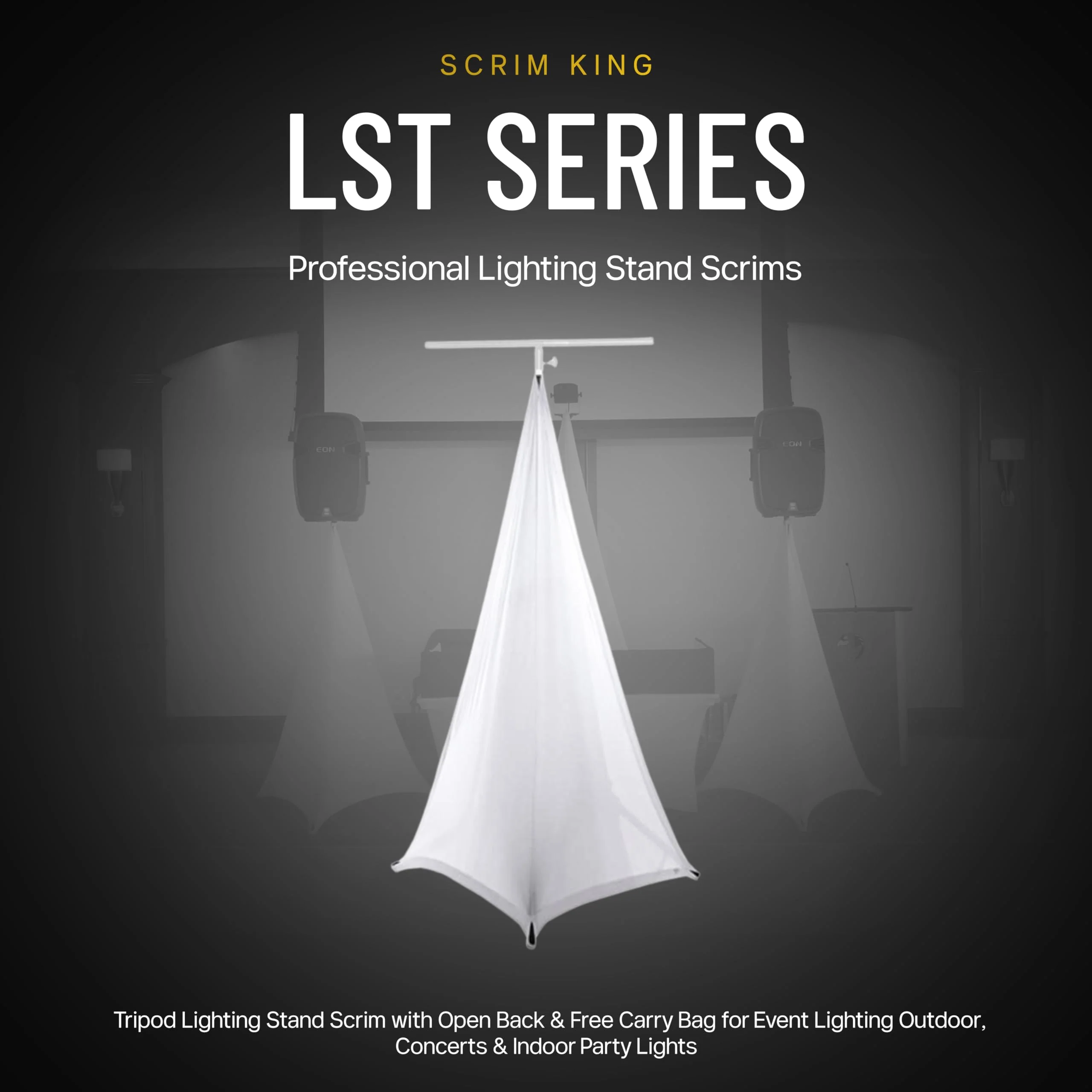 Tripod Lighting Stand Scrim with Open Back & Free Carry Bag for Event Lighting Outdoor, Concerts & Indoor Party Lights - Two-Sided, Heavy Duty, Flame Retardant & Wrinkle Free - White - Image 2