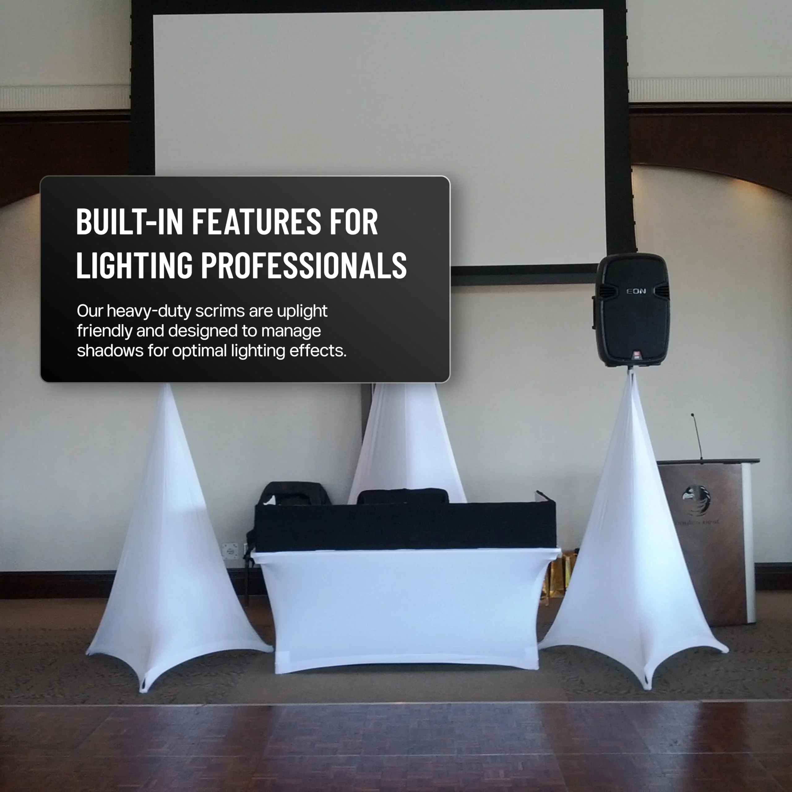 Tripod Lighting Stand Scrim with Open Back & Free Carry Bag for Event Lighting Outdoor, Concerts & Indoor Party Lights - Two-Sided, Heavy Duty, Flame Retardant & Wrinkle Free - White - Image 7