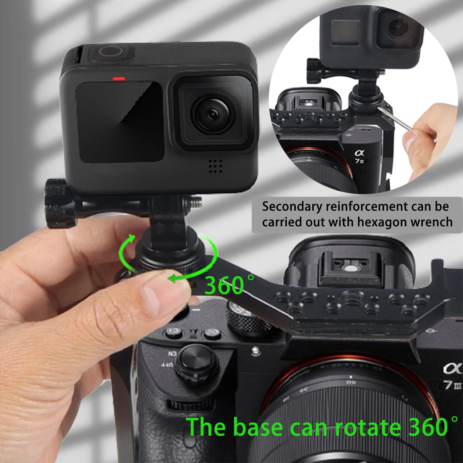 Tripod Screw to DSLR Camera Flash Cold Shoe Mount Adapter Compatible for GoPro 11/10/MAX/9/8/7/6/5/4/3+/3,DJI OSMO Action 2 3 - Image 5