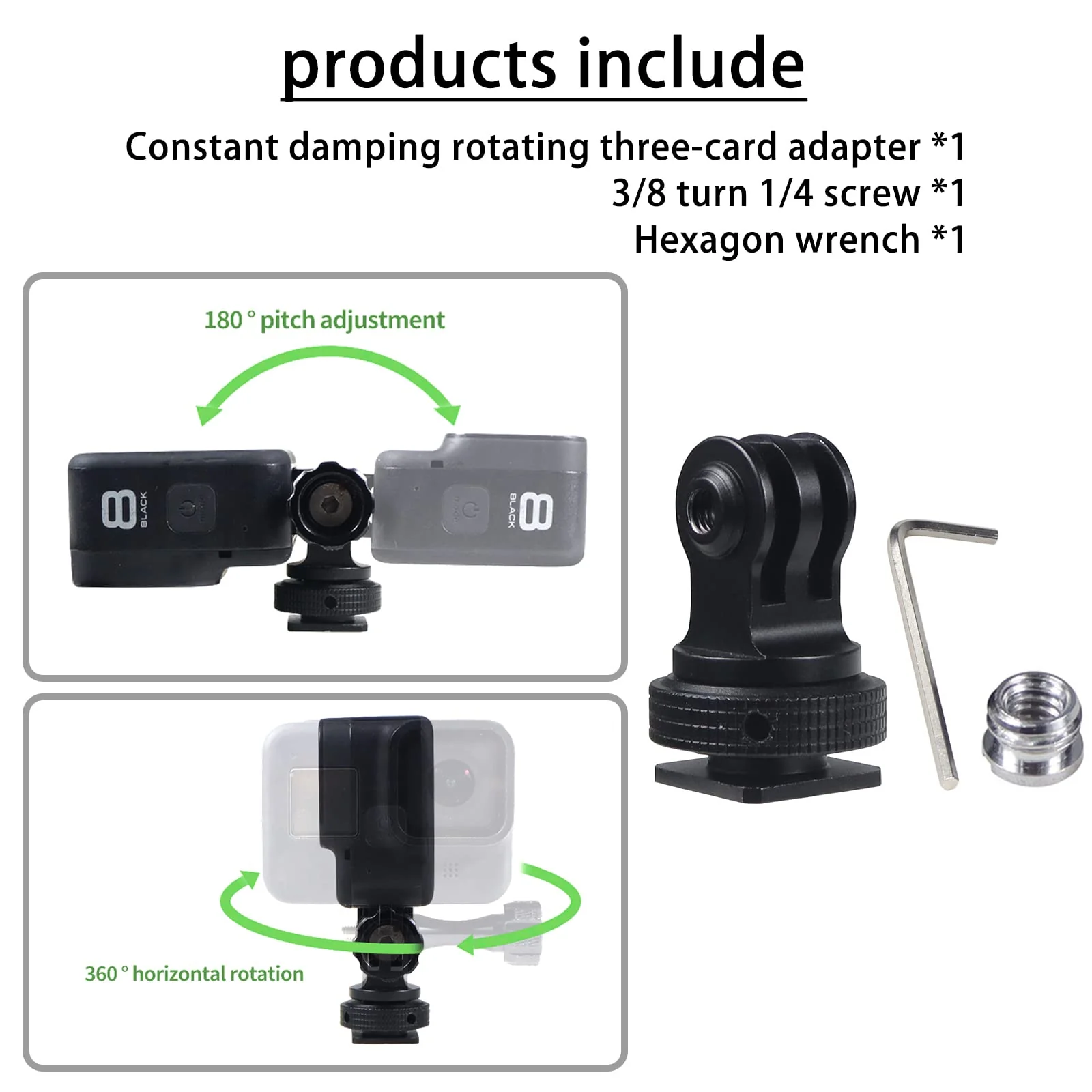 Tripod Screw to DSLR Camera Flash Cold Shoe Mount Adapter Compatible for GoPro 11/10/MAX/9/8/7/6/5/4/3+/3,DJI OSMO Action 2 3 - Image 7