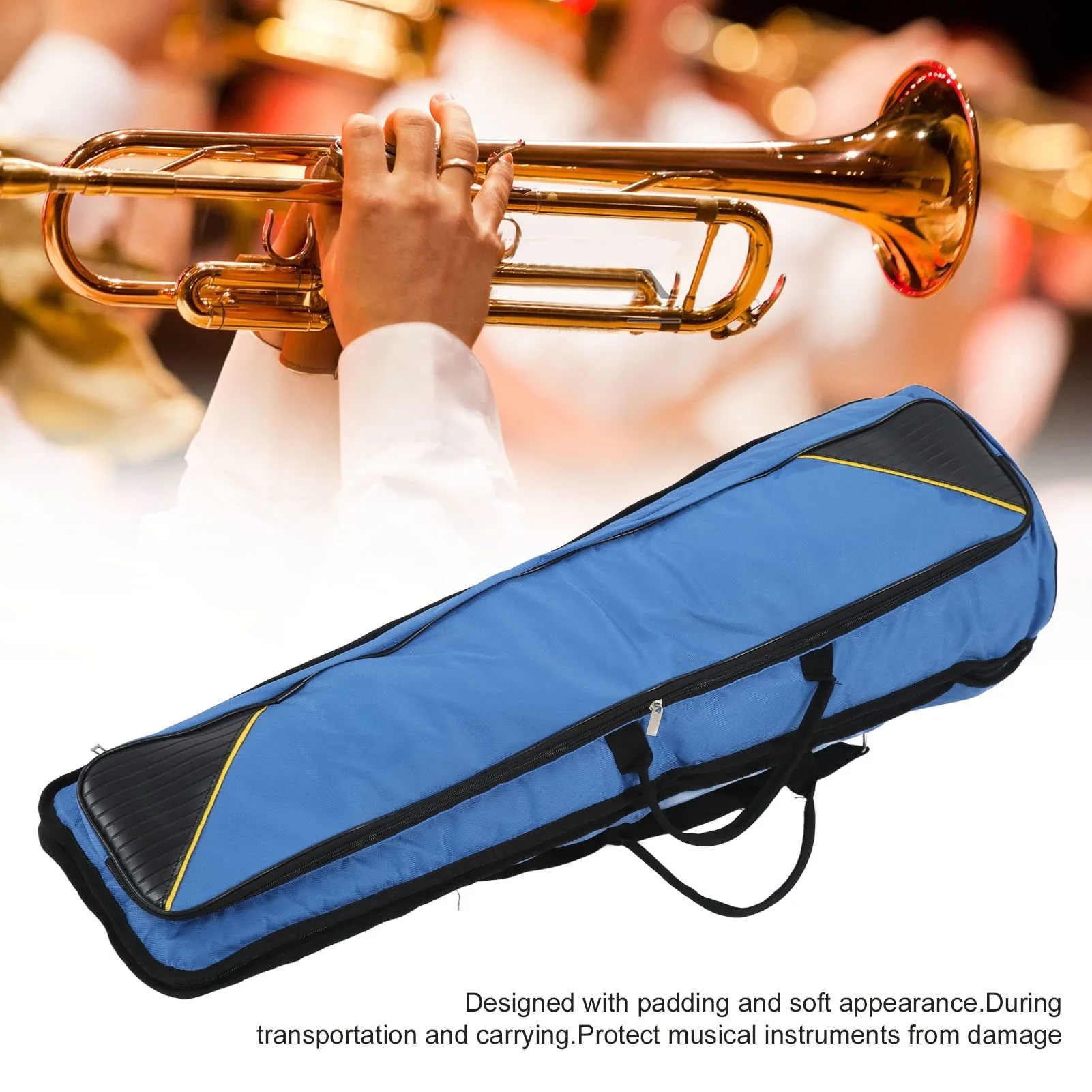 Trombone Bag, Oxford Cloth Trombone Shoulders Bag Handbag, Trombones Gig Carrying Backpack Case for Musical Instrument (Blue) Blue - Image 2