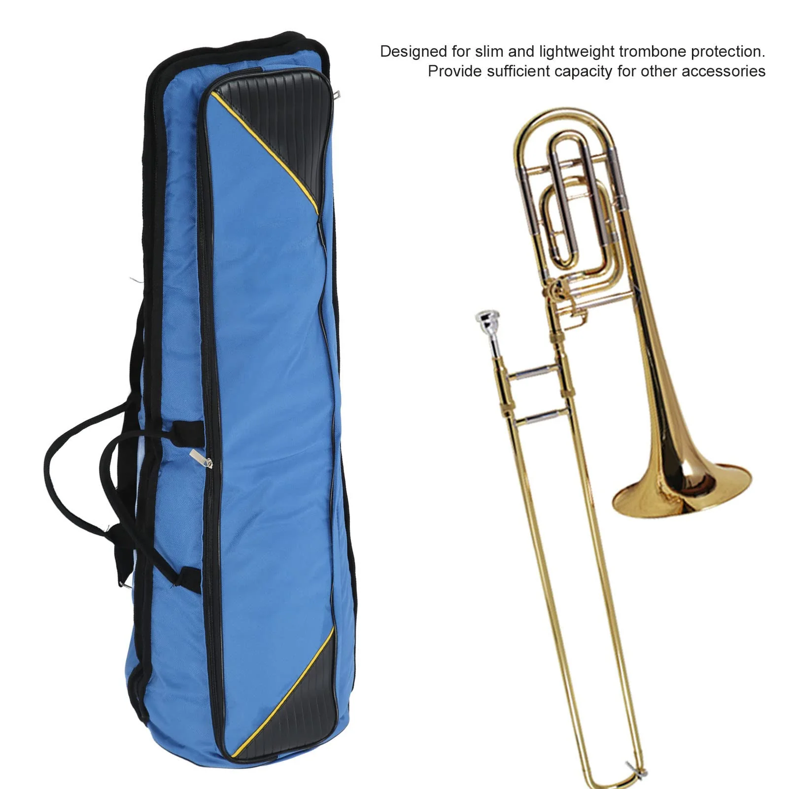 Trombone Bag, Oxford Cloth Trombone Shoulders Bag Handbag, Trombones Gig Carrying Backpack Case for Musical Instrument (Blue) Blue - Image 4