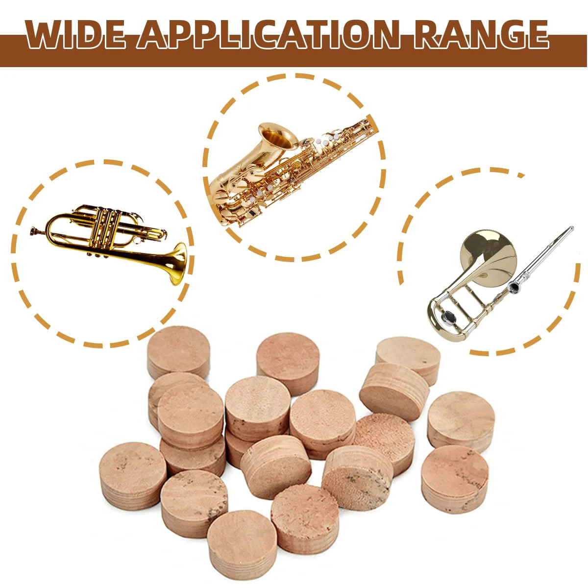 Trombone Cork Trumpet Spit Valve Trumpet Corks Water Key Cork Pad for Musical Instrument Replacement Accessories Set of 20 - Image 4