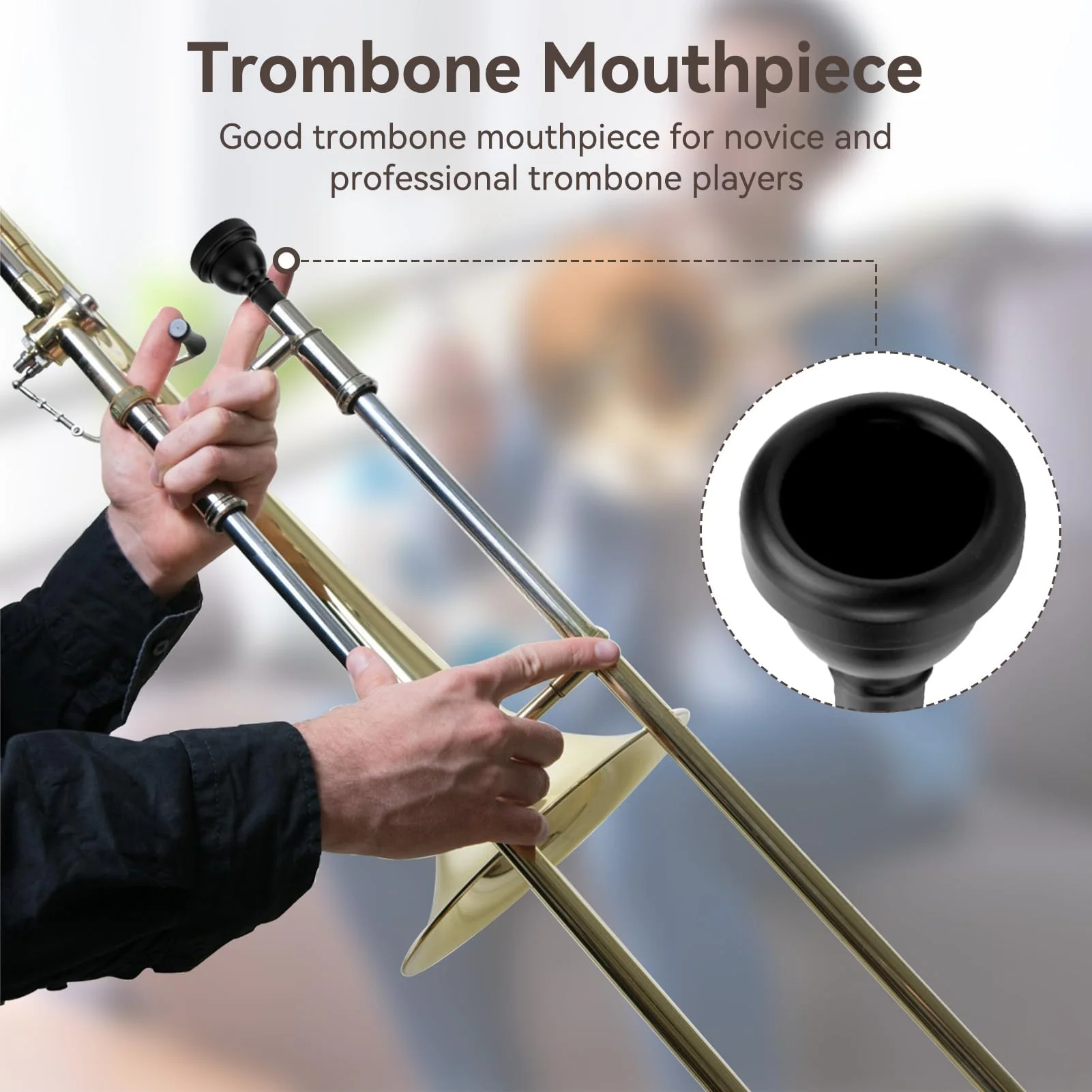 Trombone Mouthpiece MT‑22 Plastic Trumpet Mouthpiece Tenor Mouth Piece Baritone Mouthpiece Trombone Mouth Piece Tuba Mouthpieces Gift for Trombone Players(Black) - Image 2