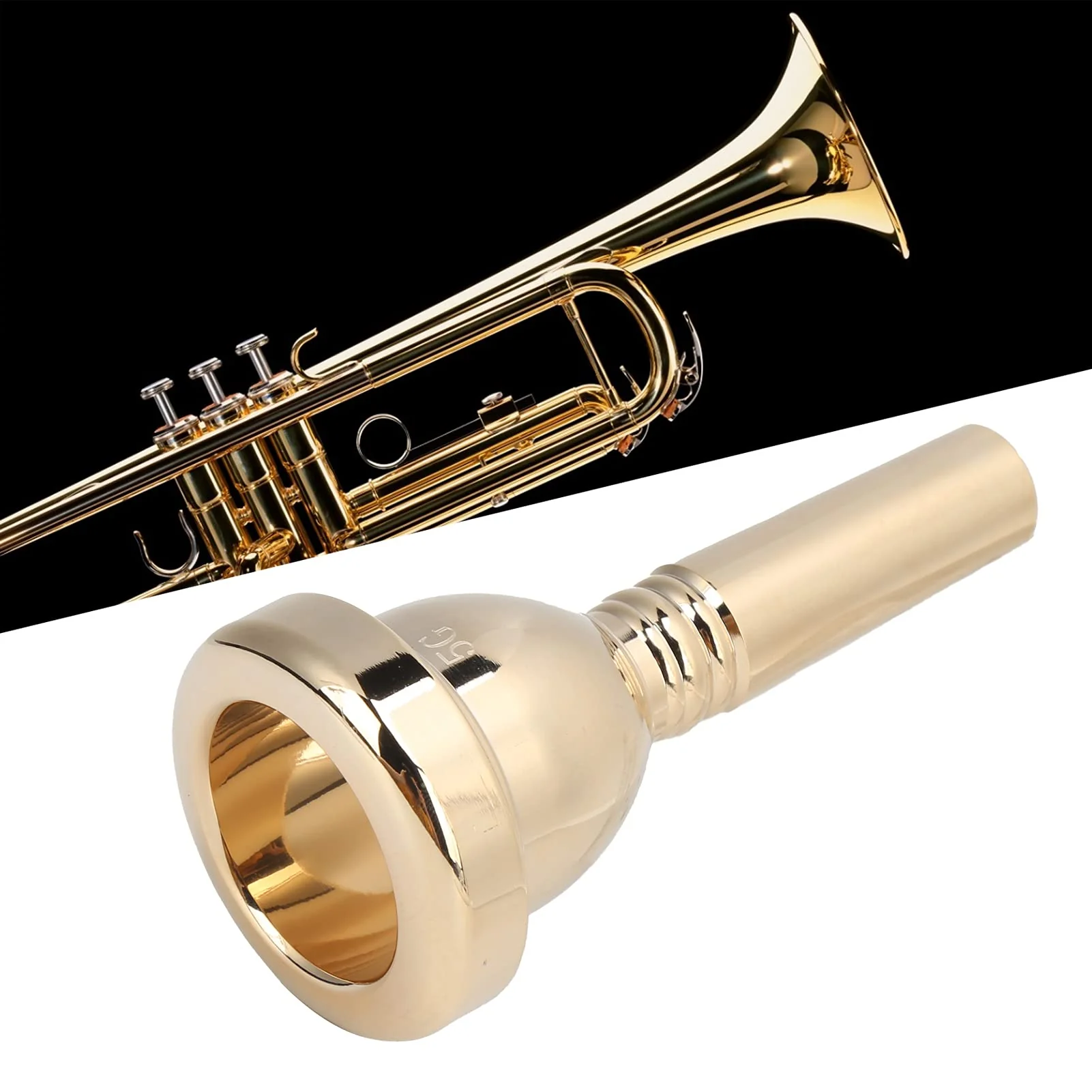 Trombone Mouthpiece Silver Plated Mouthpiece Tenor Large Shank Mouth Piece 12.7mm Trombone Accessory Replacement(Gold) Gold - Image 6