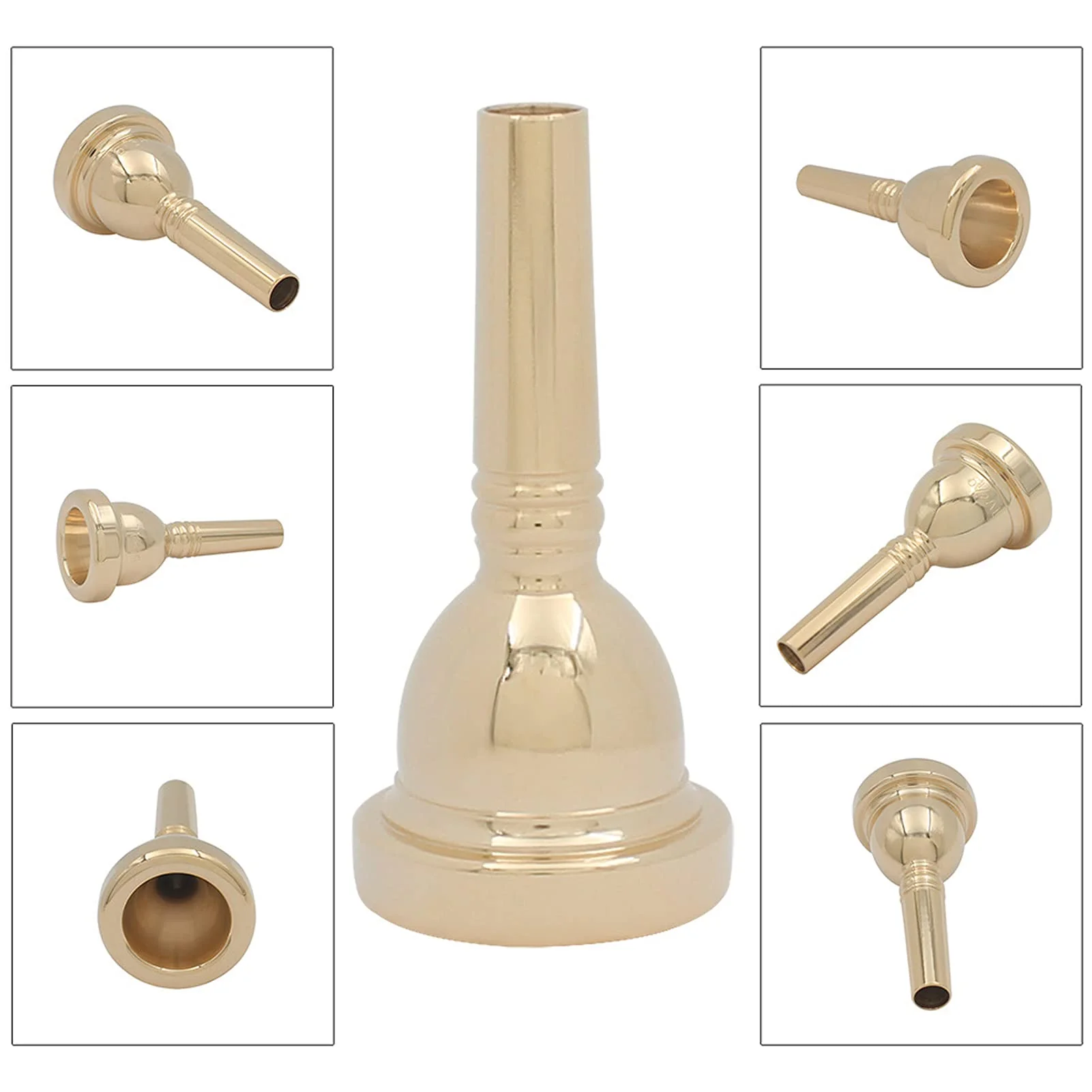 Trombone Mouthpiece Silver Plated Mouthpiece Tenor Large Shank Mouth Piece 12.7mm Trombone Accessory Replacement(Gold) Gold - Image 7