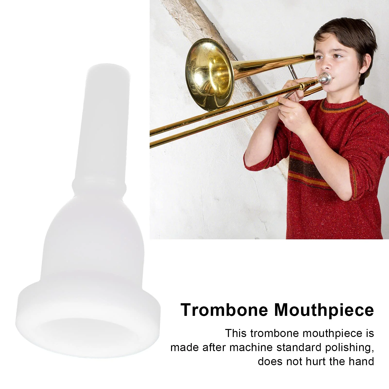 Trombone Mouthpiece, White Professonal Pure Sound Labor‑Saving ABS Plastic Trombones Mouth for Players for Wind Instrument for Performance for Practice - Image 5