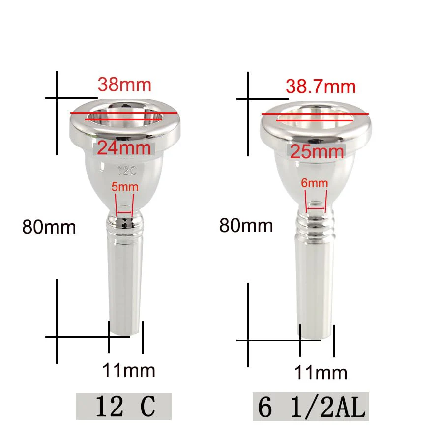 Trombone Silver Plated Mouthpiece (6 1/2AL) Baritone Euphonium Mouth Piece Replacement Musical Instruments Accessories (Silver 6 1/2AL) - Image 4