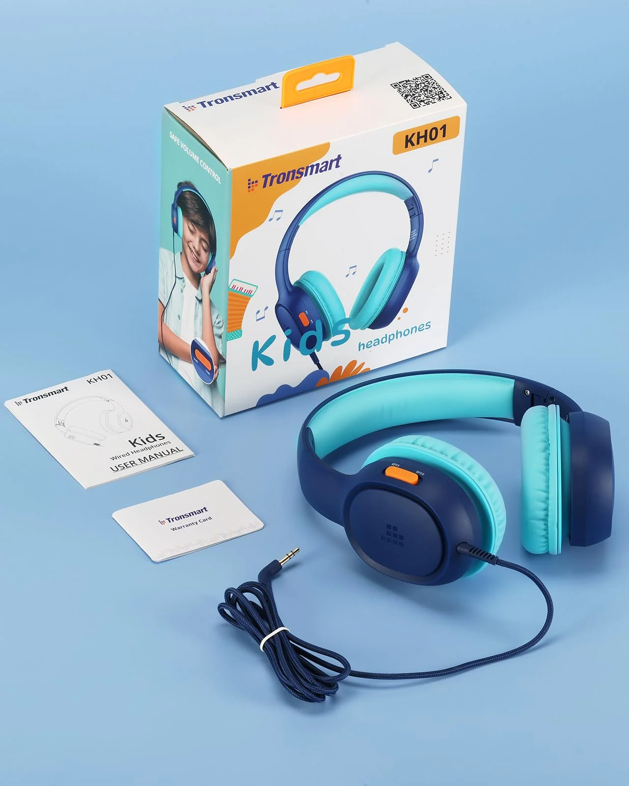 Tronsmart Kids Headphones for School Travel, Foldable Safe Volume 85/93dB, HD Stereo Sound Over-Ear Boys Girls Headphones for Kid, 3.5mm kids headphones with cord for iPad, Kindle, Tablets,KH01(Blue) Blue - Image 7