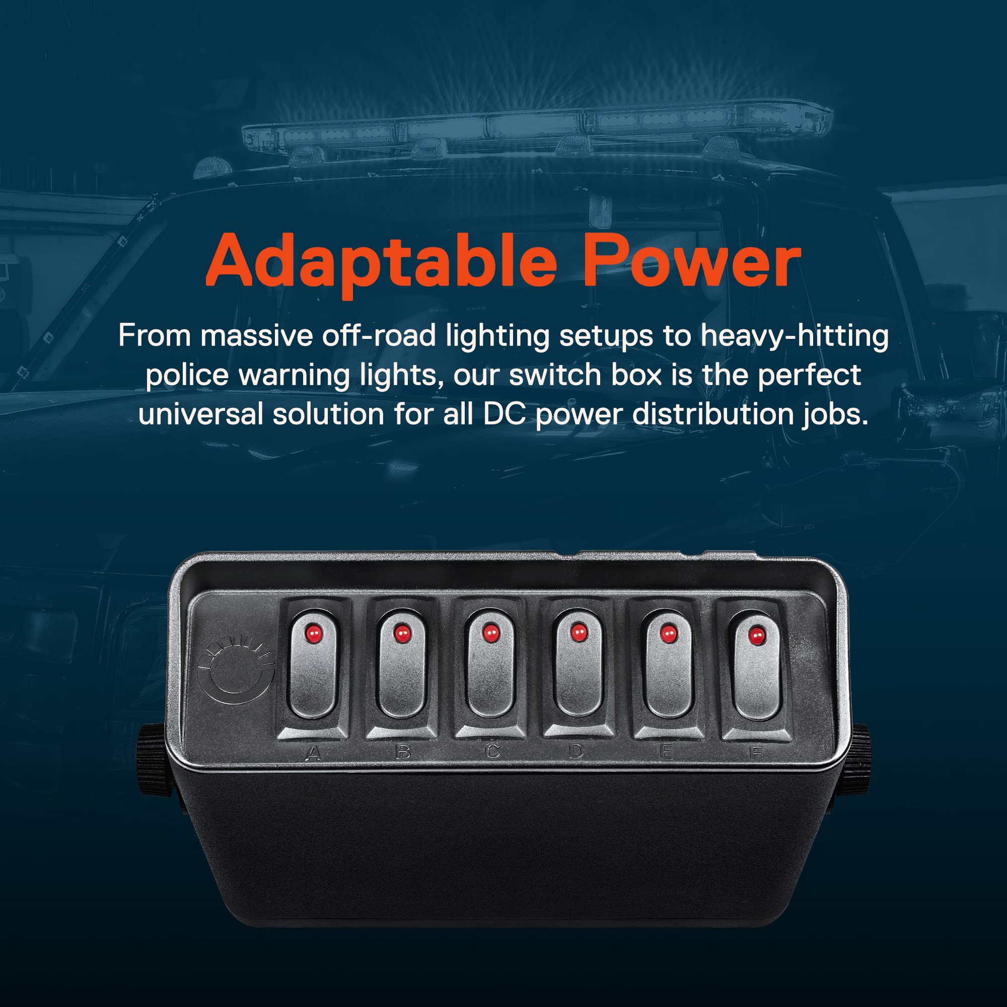 True Mods 6-Gang 12V Rocker Switch Box [40 Amp Max.] [12 AWG Wires][12 Volt DC] SPST On/Off Rocker Toggle Switch Panel Box for Auto Automotive Lights Car Marine Boat Truck Vehicles & More 6-Gang Switch Box - Image 2