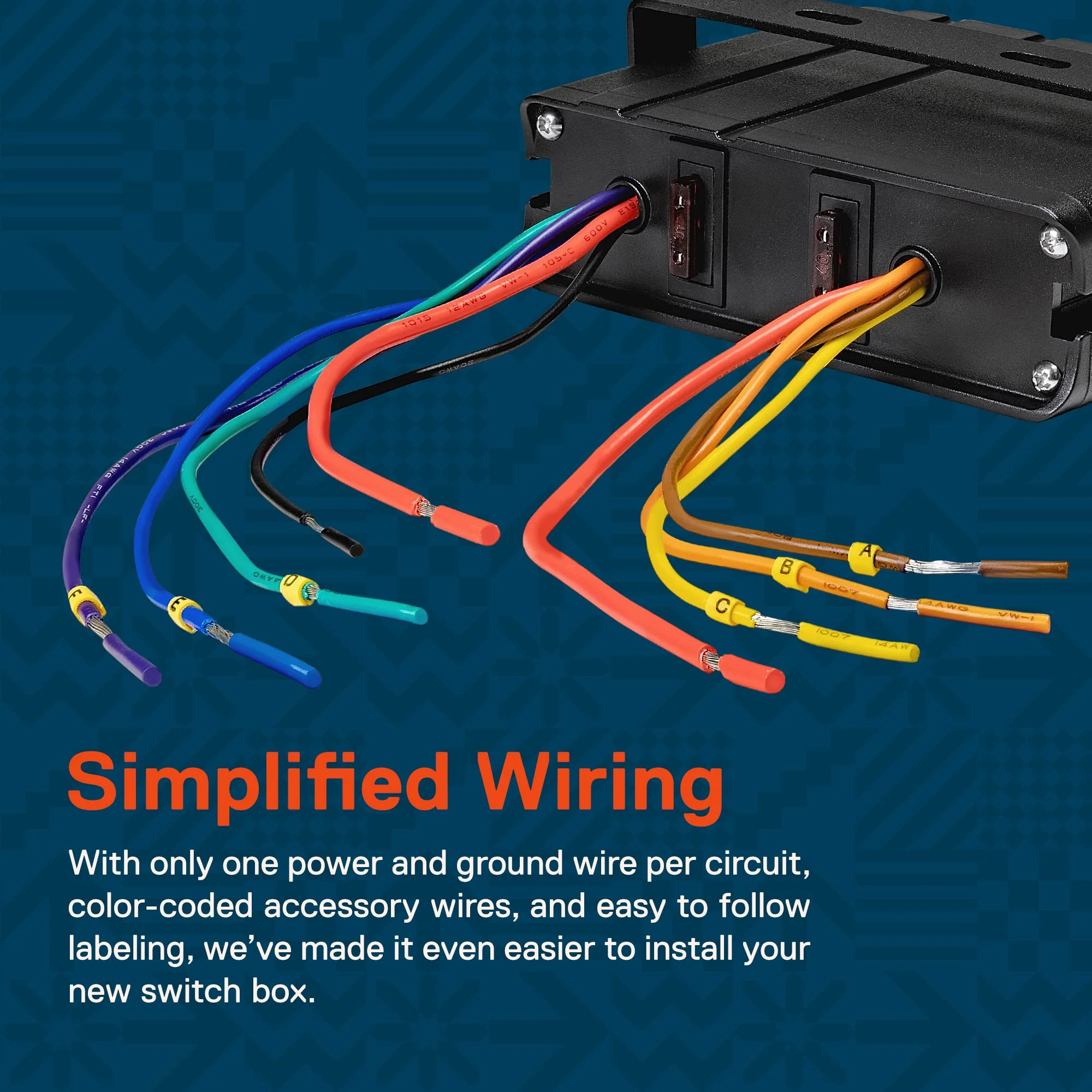 True Mods 6-Gang 12V Rocker Switch Box [40 Amp Max.] [12 AWG Wires][12 Volt DC] SPST On/Off Rocker Toggle Switch Panel Box for Auto Automotive Lights Car Marine Boat Truck Vehicles & More 6-Gang Switch Box - Image 3