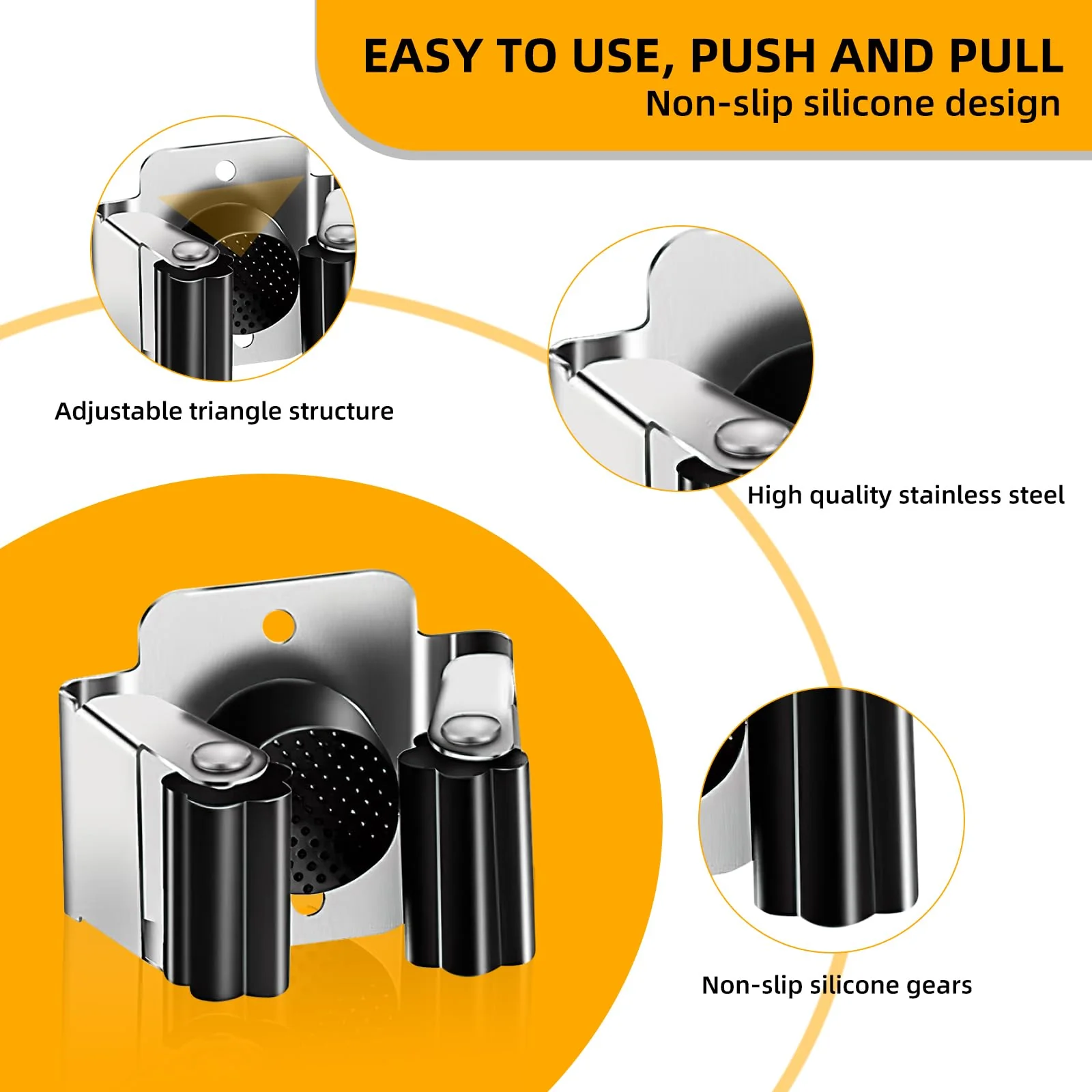 Trukafie Pack of 12 Broom Holder Wall Tool Holder Stainless Steel Garden Tools Tool Holder Wall Garden Tool Holder for Garden Kitchen Bathroom Garage Shovel Mop - Image 2