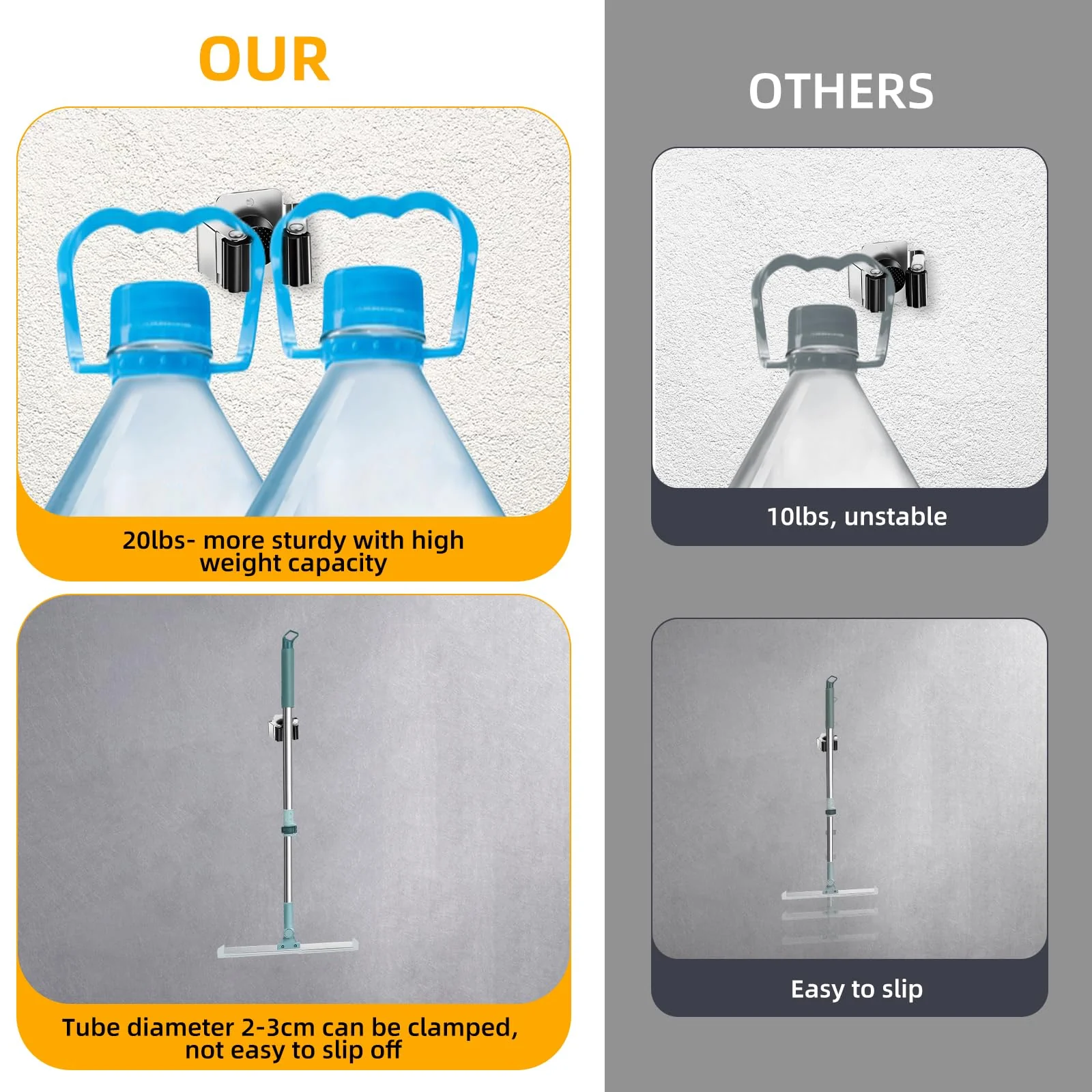 Trukafie Pack of 12 Broom Holder Wall Tool Holder Stainless Steel Garden Tools Tool Holder Wall Garden Tool Holder for Garden Kitchen Bathroom Garage Shovel Mop - Image 4