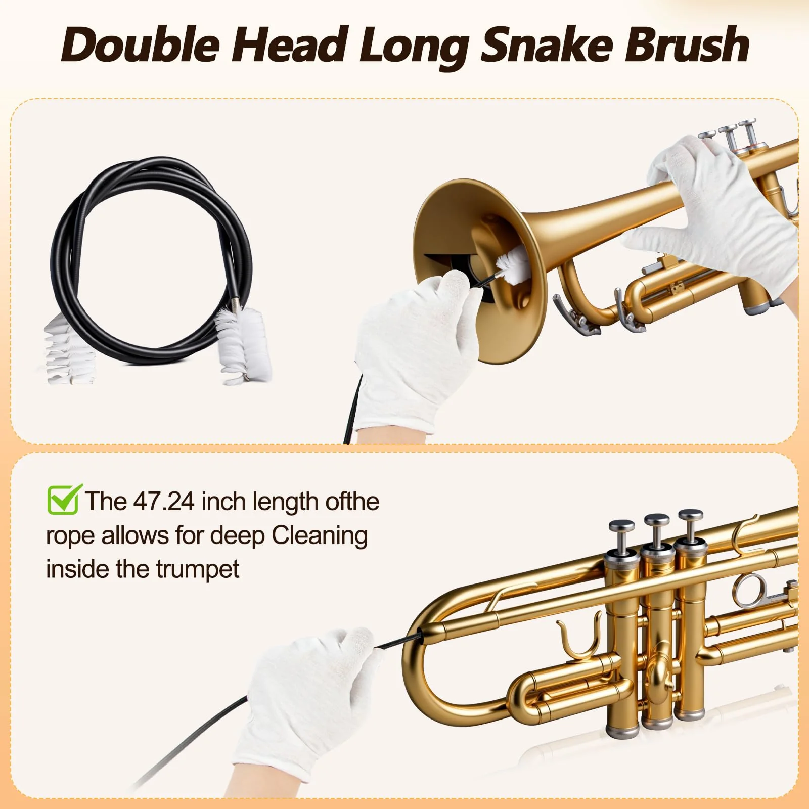 Trumpet Cleaning Kit - 3 Trumpet Lubricating Valve Oil, 2 Slide Grease,Valve, Mouthpiece, Flexible Bore Brush and Cleaning Cloth, Brass Instrument Cleaning and Care Set for Trumpet Maintenance 10Pcs - Image 5
