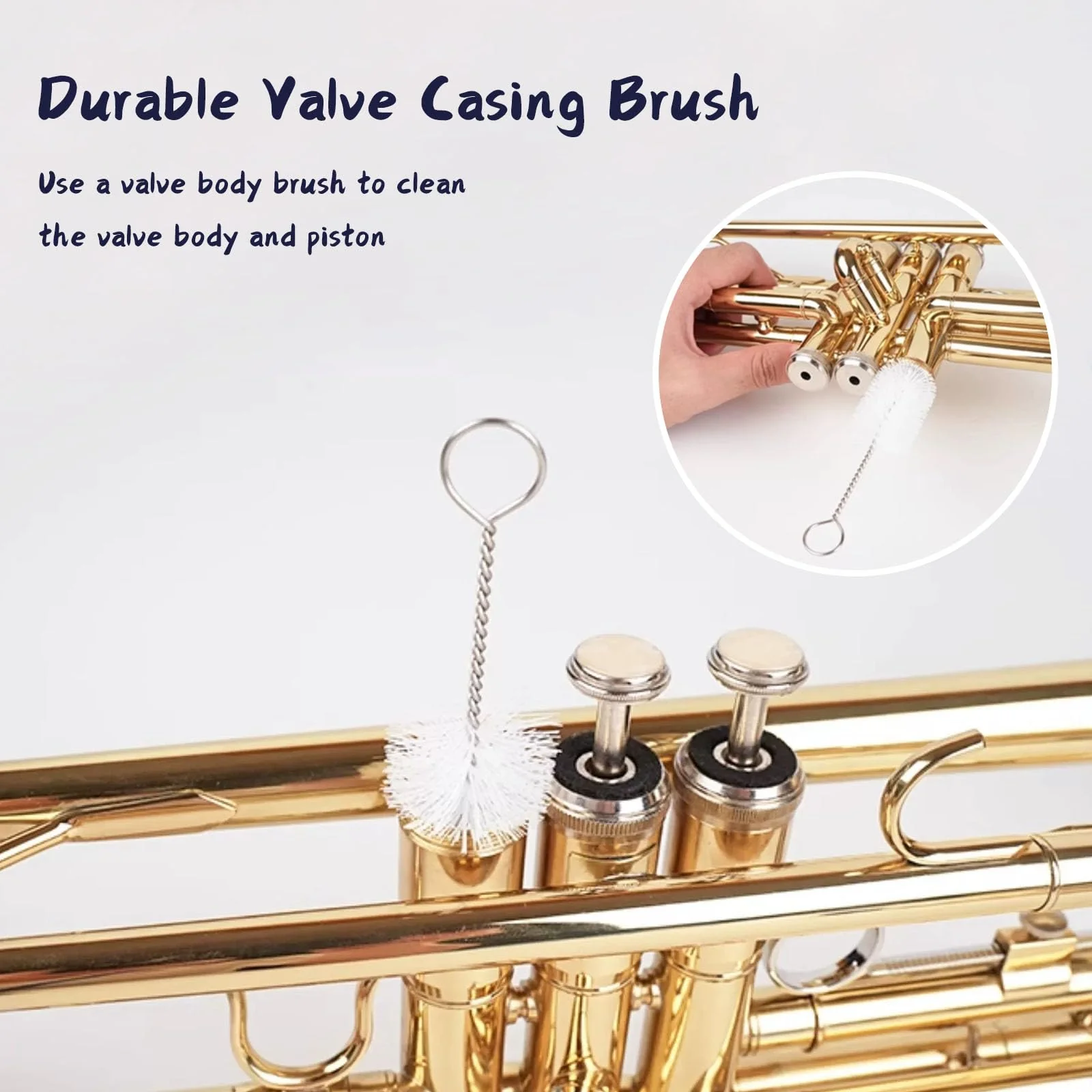 Trumpet Cleaning Kit, Clean and Care Horn, Trumpet Valve Oil Kit with Valve Oil, Slide Grease, Cork Grease, Cleaning Cloth, Mouthpiece/Valve/Bore Brushes, Polishing Cloth - Image 2