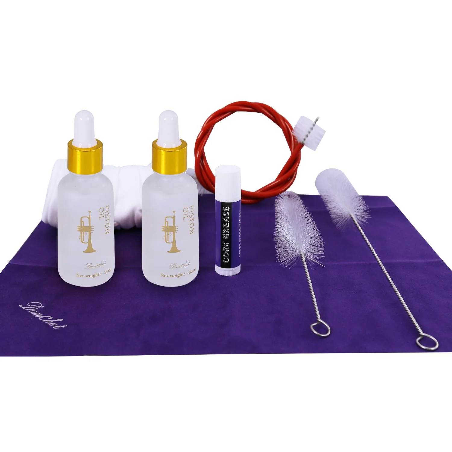Trumpet Cleaning Kit - Trumpet (Short) Cleaning and Maintenance Kit - Multifunctional Trumpet Care Kit: Valve Oil x2, Cork Grease, Cleaning Cloth, Mouthpiece, Cleaning Brush, Gloves trumpet cleaning kit - Image 2
