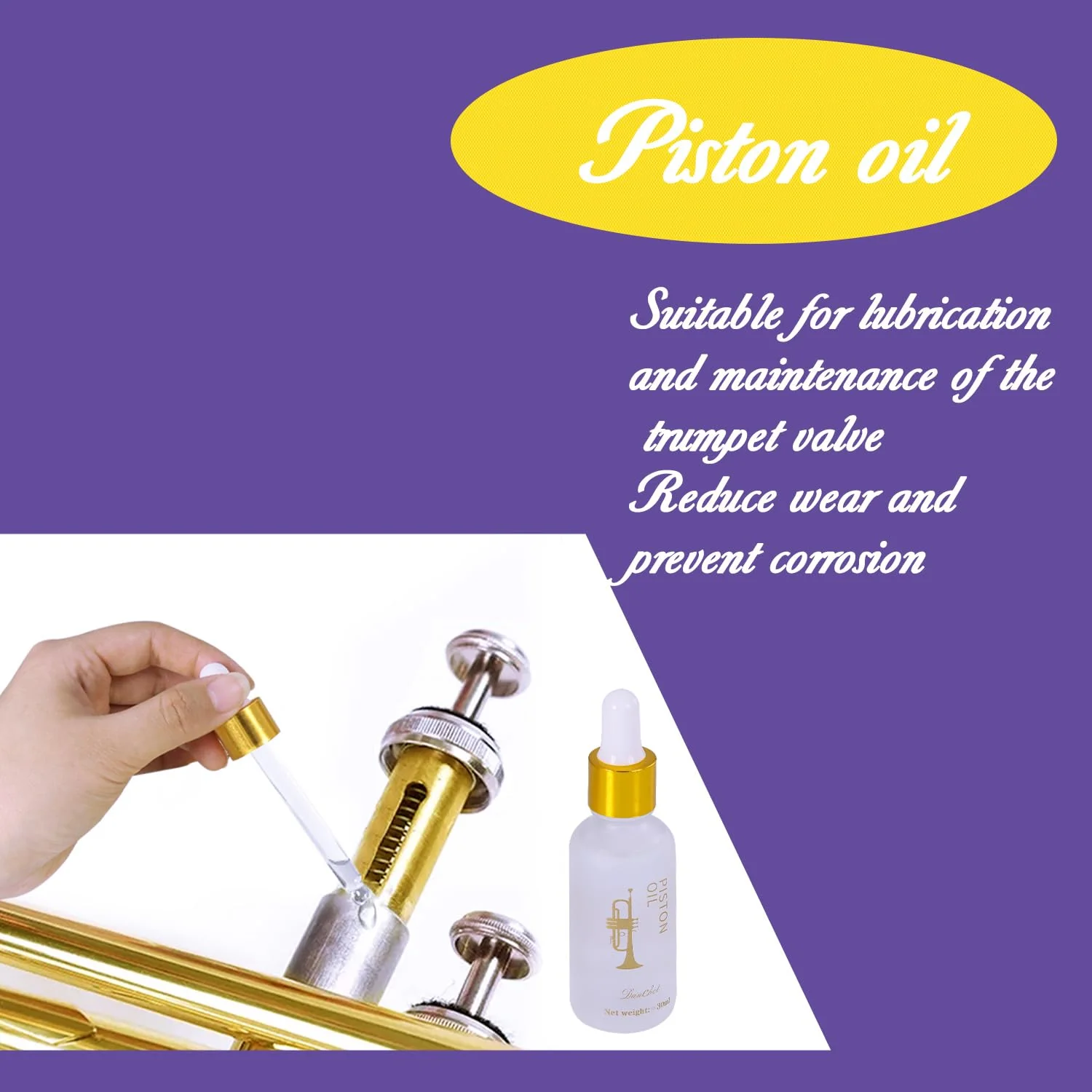 Trumpet Cleaning Kit - Trumpet (Short) Cleaning and Maintenance Kit - Multifunctional Trumpet Care Kit: Valve Oil x2, Cork Grease, Cleaning Cloth, Mouthpiece, Cleaning Brush, Gloves trumpet cleaning kit - Image 5