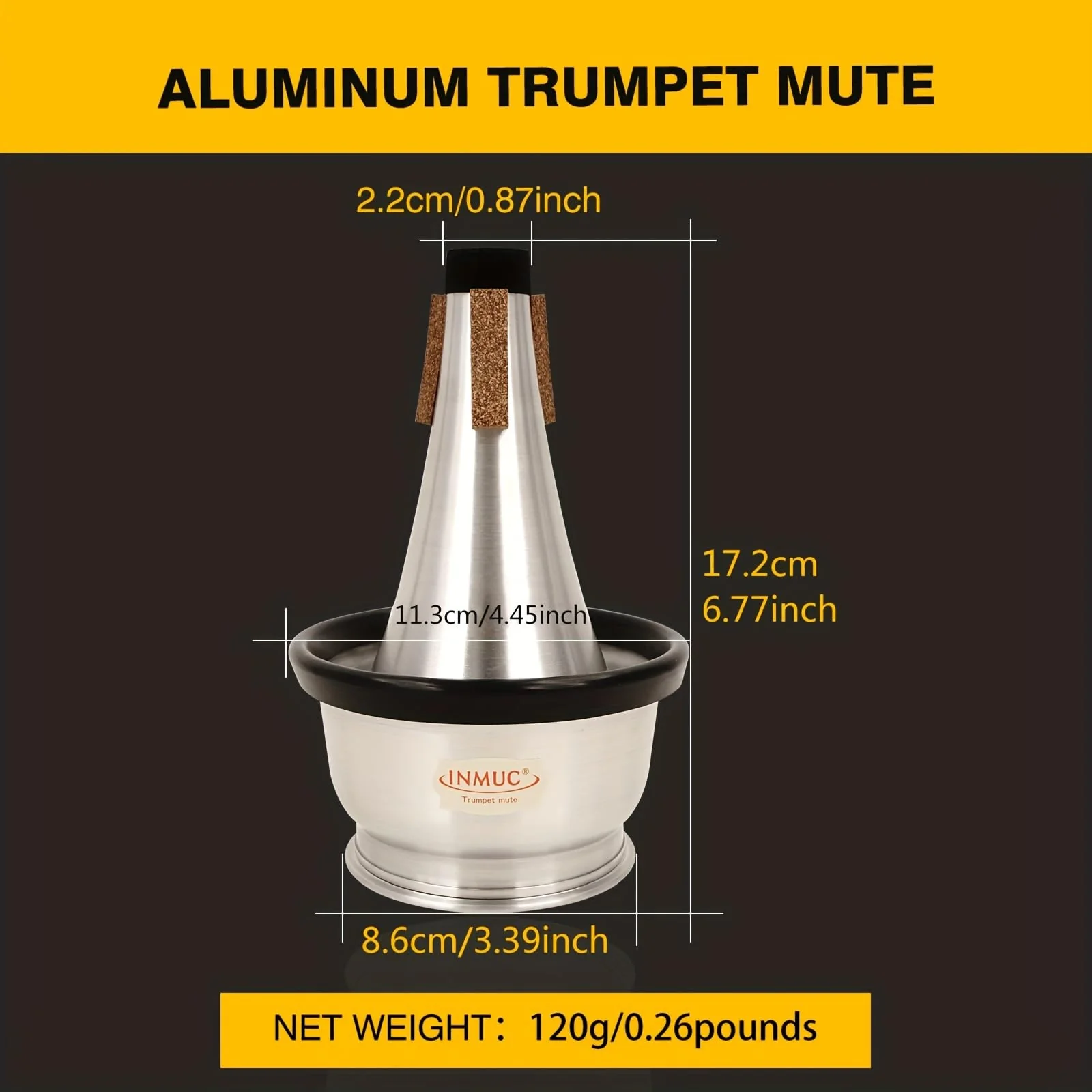 Trumpet Cup Mute - Premium Rubber Cup Mute for Trumpet, Enhances Tone Quality with Warm, Mellow Sound - Durable and Easy to Use for Practice and Performances - Image 2