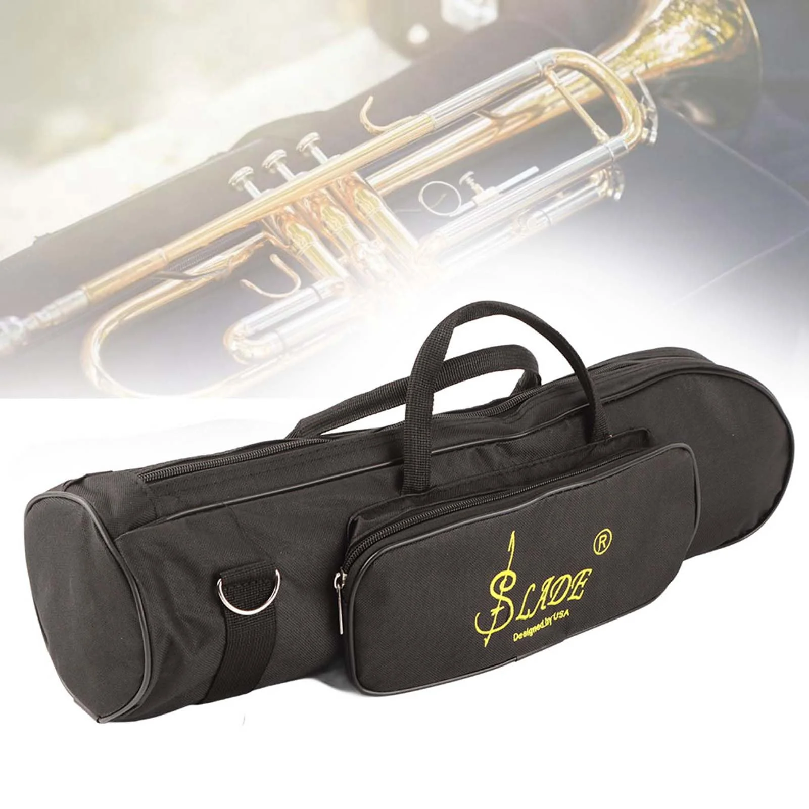 Trumpet Gig Bag Case,Double Zipper Design Trumpets Bag,Portable Double Zipper Trumpet Case with Strap for Trumpets Set - Image 2
