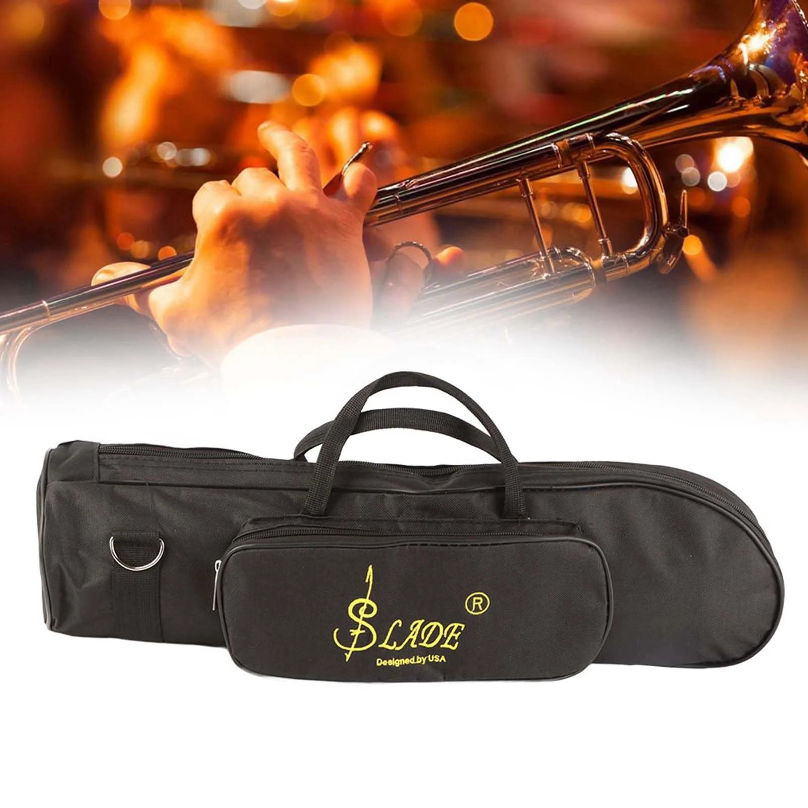 Trumpet Gig Bag Case,Double Zipper Design Trumpets Bag,Portable Double Zipper Trumpet Case with Strap for Trumpets Set - Image 3