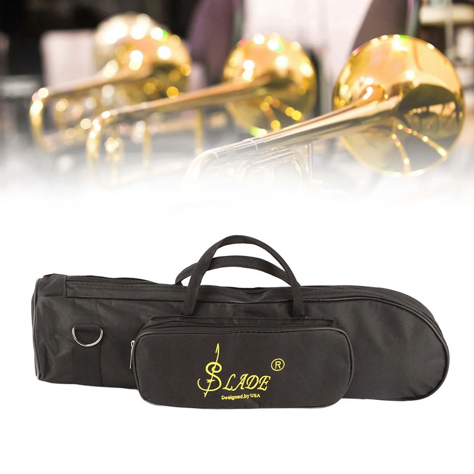Trumpet Gig Bag Case,Double Zipper Design Trumpets Bag,Portable Double Zipper Trumpet Case with Strap for Trumpets Set - Image 4