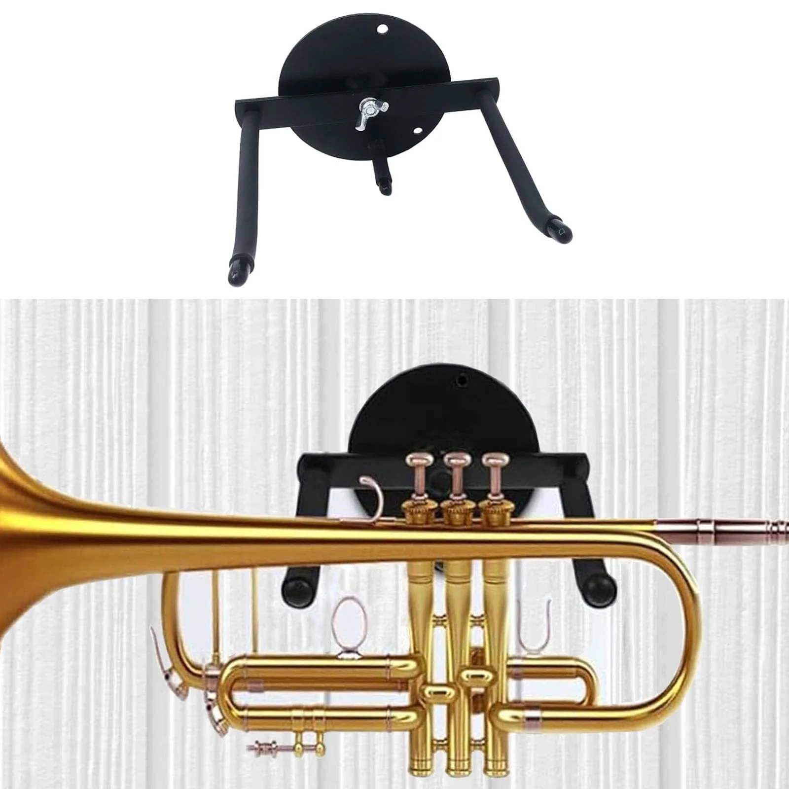 Trumpet Hanger Wall Mount Stand Metal Trumpet Instrument Wall Mounted Rack Holder for Piccolo Pocket Trumpet Standard Trumpet Display Accessories Round Mount - Image 2