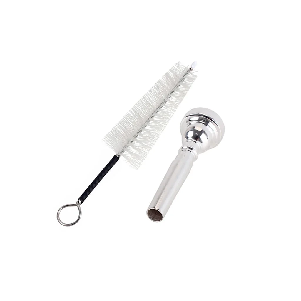 Trumpet Mouthpiece 5C Silver Metal Bb Trumpeta Mouthpiece with brush for Yamaha or Bach Trumpet (silver-5C) silver-5C - Image 2