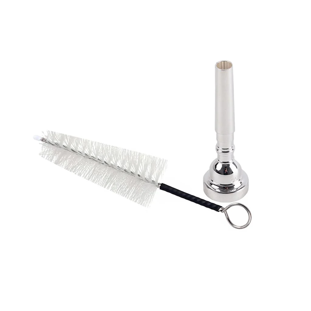 Trumpet Mouthpiece 5C Silver Metal Bb Trumpeta Mouthpiece with brush for Yamaha or Bach Trumpet (silver-5C) silver-5C - Image 3
