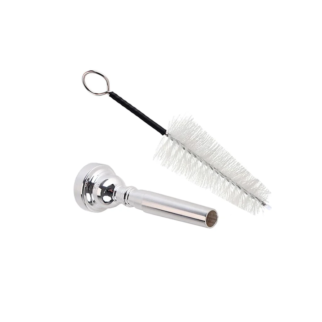 Trumpet Mouthpiece 5C Silver Metal Bb Trumpeta Mouthpiece with brush for Yamaha or Bach Trumpet (silver-5C) silver-5C - Image 4