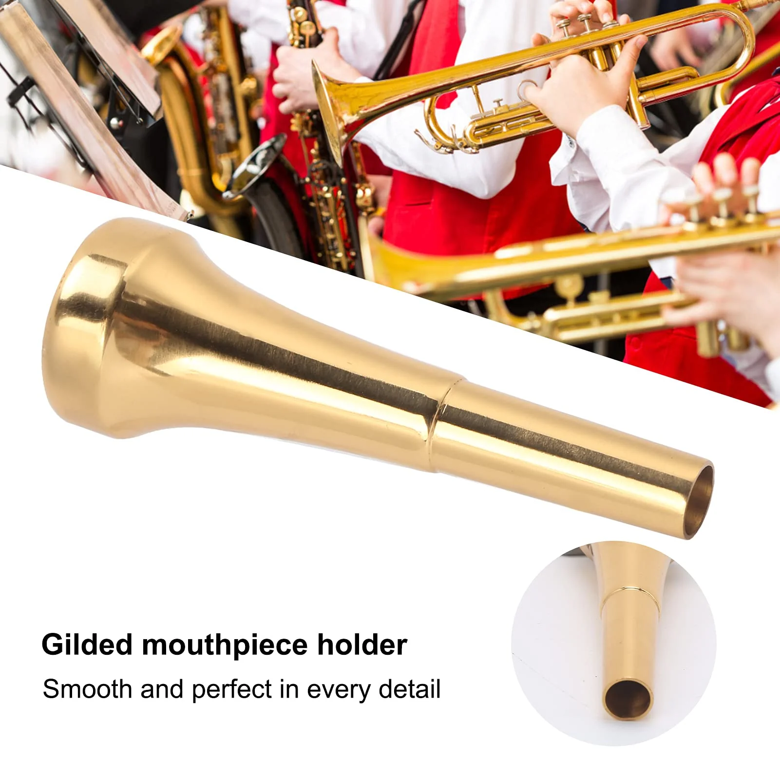 Trumpet Mouthpiece Brass Material Gilded Mouthpiece Holder Trumpet Accessories Trumpet Instruments Mouthpiece Holder for Beginners and Professional Players (5C) 5C - Image 2