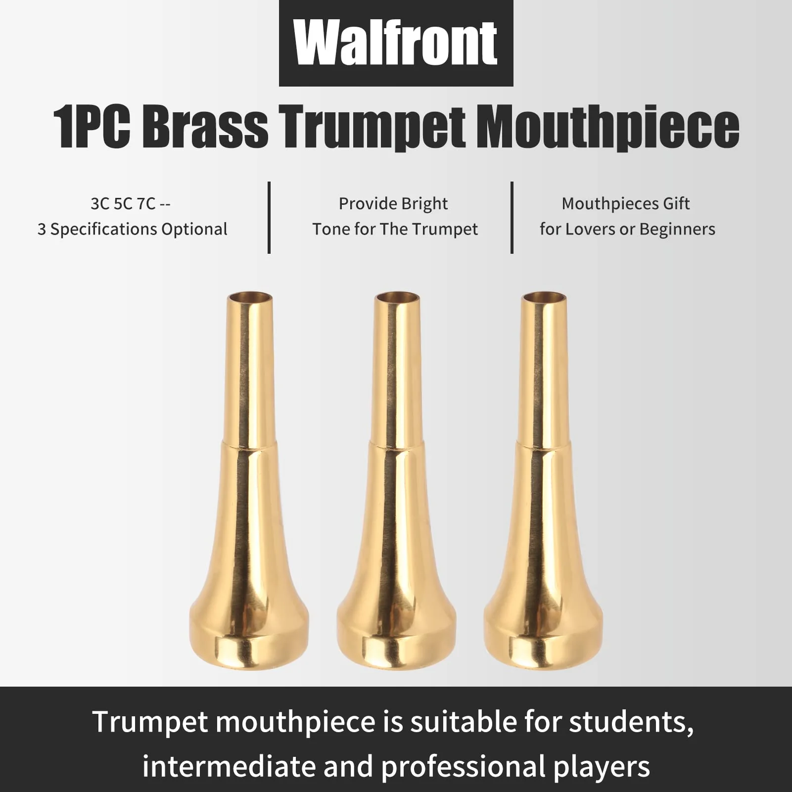 Trumpet Mouthpiece Brass Material Gilded Mouthpiece Holder Trumpet Accessories Trumpet Instruments Mouthpiece Holder for Beginners and Professional Players (5C) 5C - Image 5