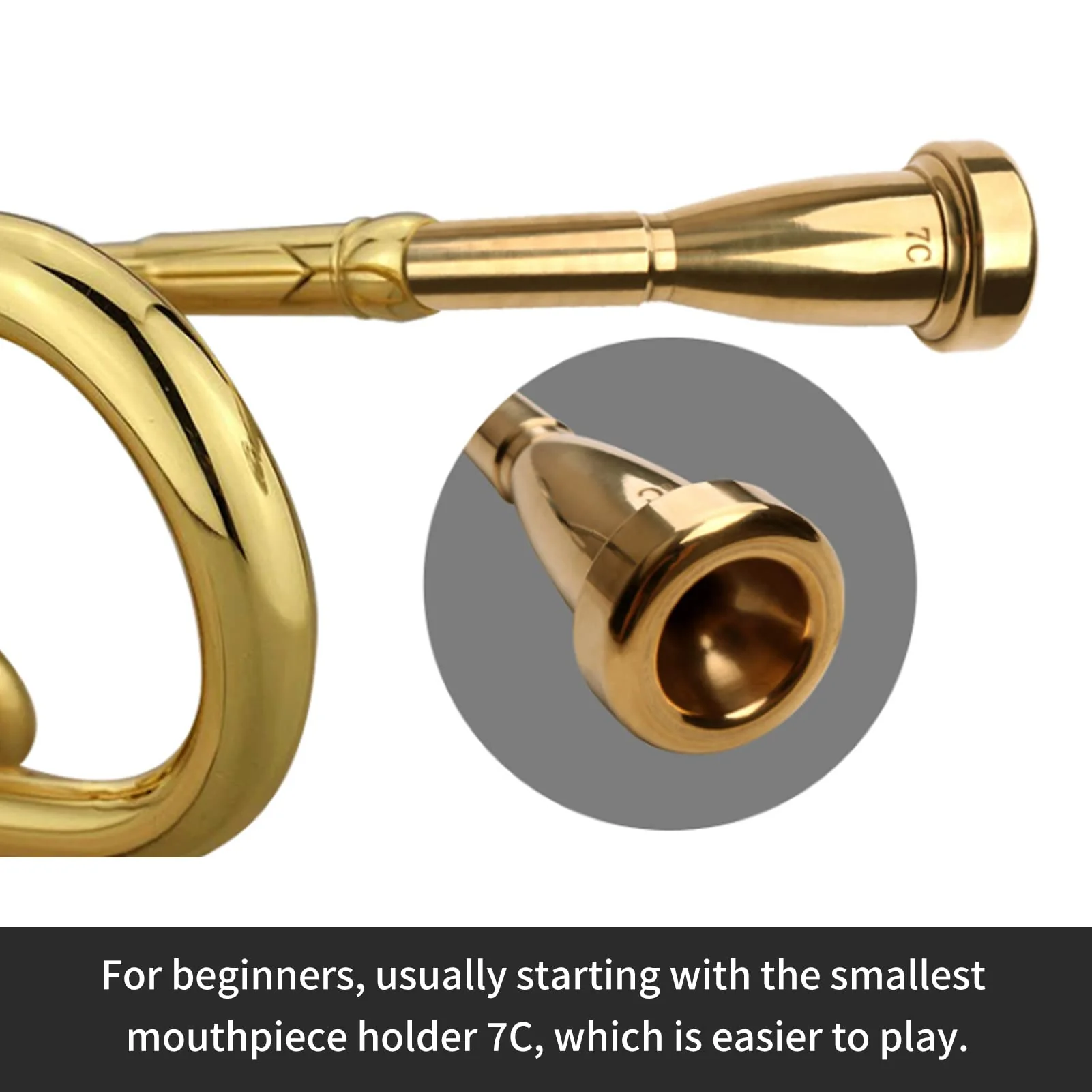 Trumpet Mouthpiece Brass Material Gilded Mouthpiece Holder Trumpet Accessories Trumpet Instruments Mouthpiece Holder for Beginners and Professional Players (5C) 5C - Image 7