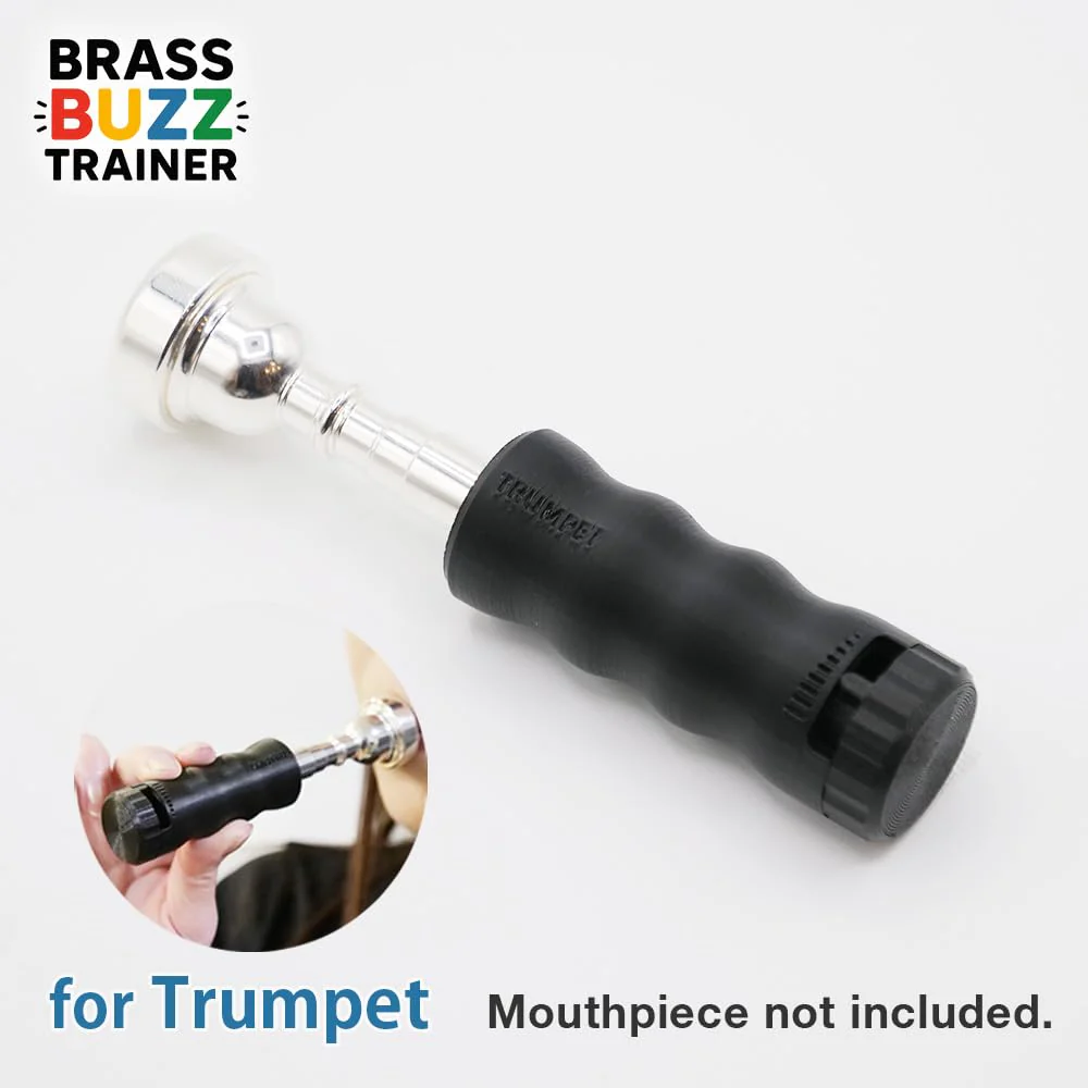 Trumpet Mouthpiece Buzzing Practice Tool – Anywhere Practice & Warm-up – One-Touch Adjustable Resistance - BRASS BUZZ TRAINER (Black) Black - Image 2