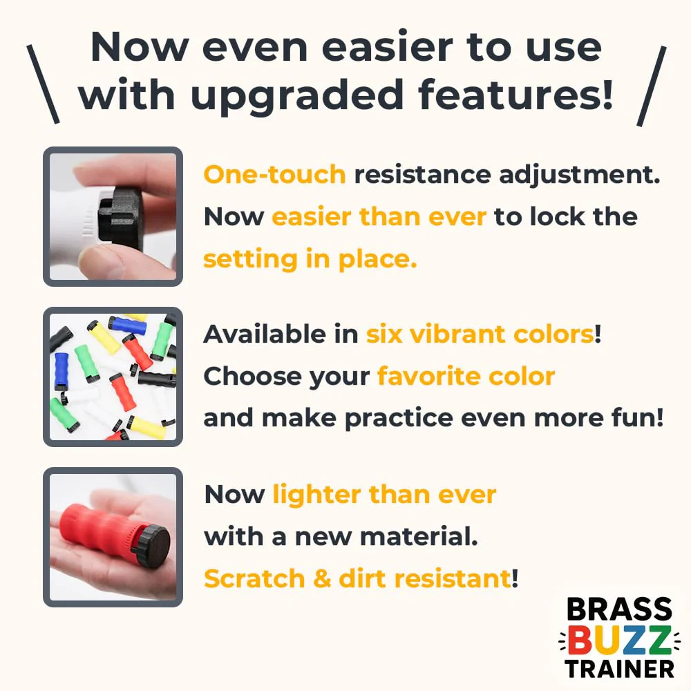 Trumpet Mouthpiece Buzzing Practice Tool – Anywhere Practice & Warm-up – One-Touch Adjustable Resistance - BRASS BUZZ TRAINER (Black) Black - Image 4