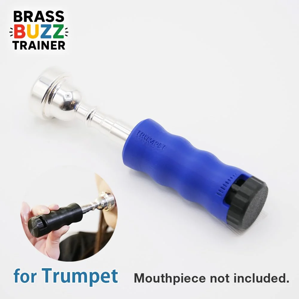 Trumpet Mouthpiece Buzzing Practice Tool – Anywhere Practice & Warm-up – One-Touch Adjustable Resistance - BRASS BUZZ TRAINER (Blue) Blue - Image 2