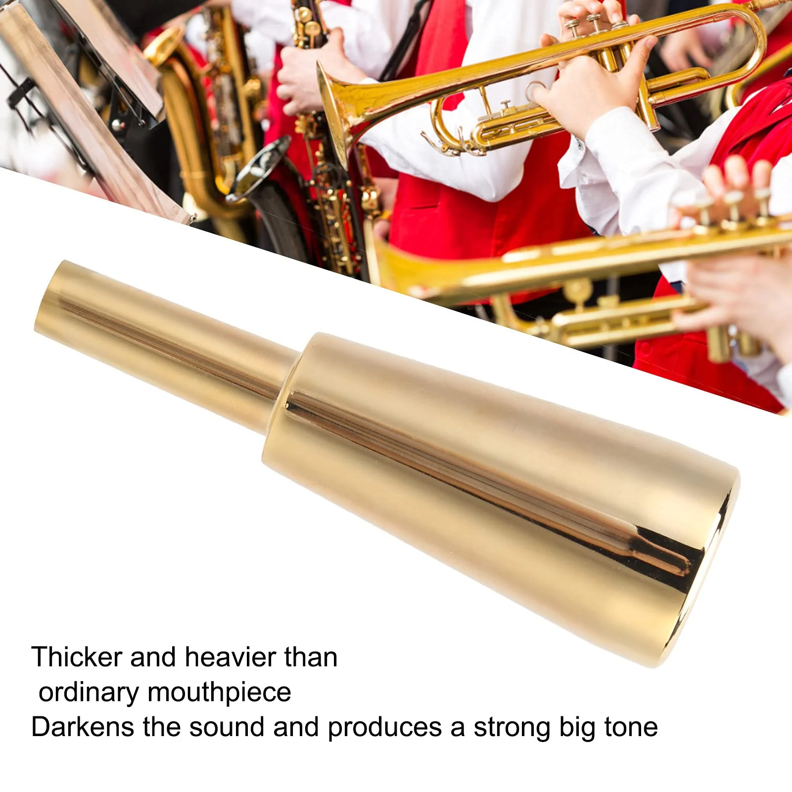Trumpet Mouthpiece, Heavy Duty Cone Metal Wind Musical Instrument Parts Performance Accessories (Gold) - Image 7