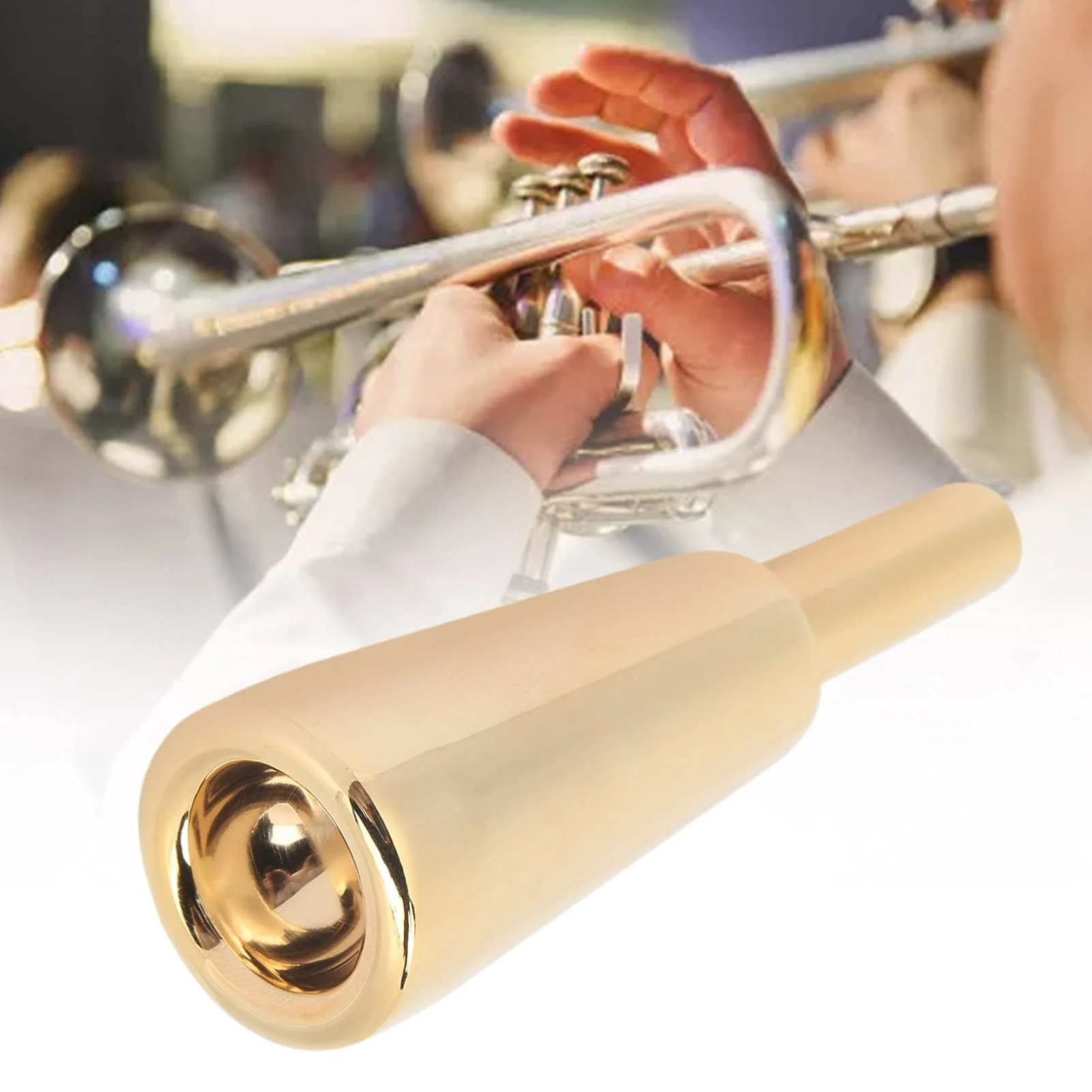 Trumpet Mouthpiece, Heavy Duty Cone Metal Wind Musical Instrument Parts Performance Accessories (Gold) - Image 8
