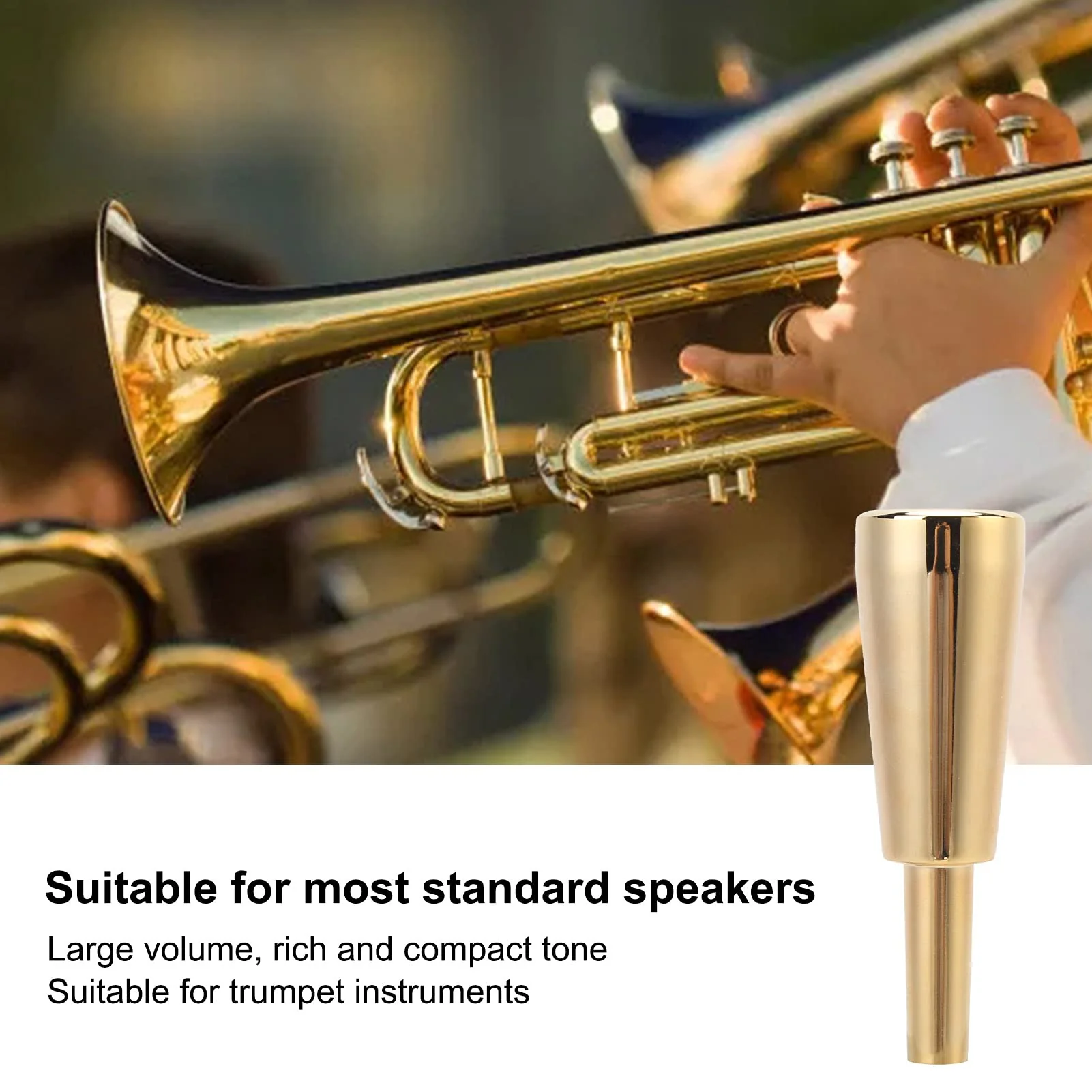 Trumpet Mouthpiece, Heavy Duty Cone Metal Wind Musical Instrument Parts Performance Accessories (Gold) - Image 9