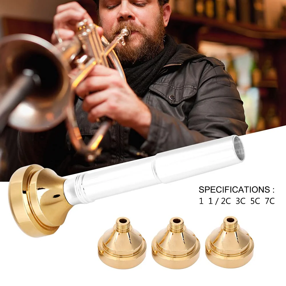 Trumpet Mouthpiece Set Brass Trumpet Mouthpiece with Storage Box Musical Instrument Accessory for 1/2c 3c 5c 7c Music Lover Beginner - Image 2