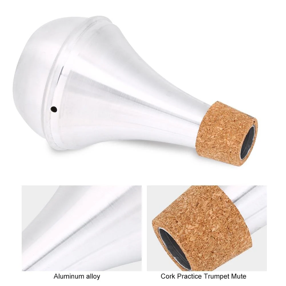 Trumpet Mute Practice Aluminum Alloy & Cork Brasses Musical Instrument Lightweight Parts Cordrope Wind Instrument Accessories - Image 4