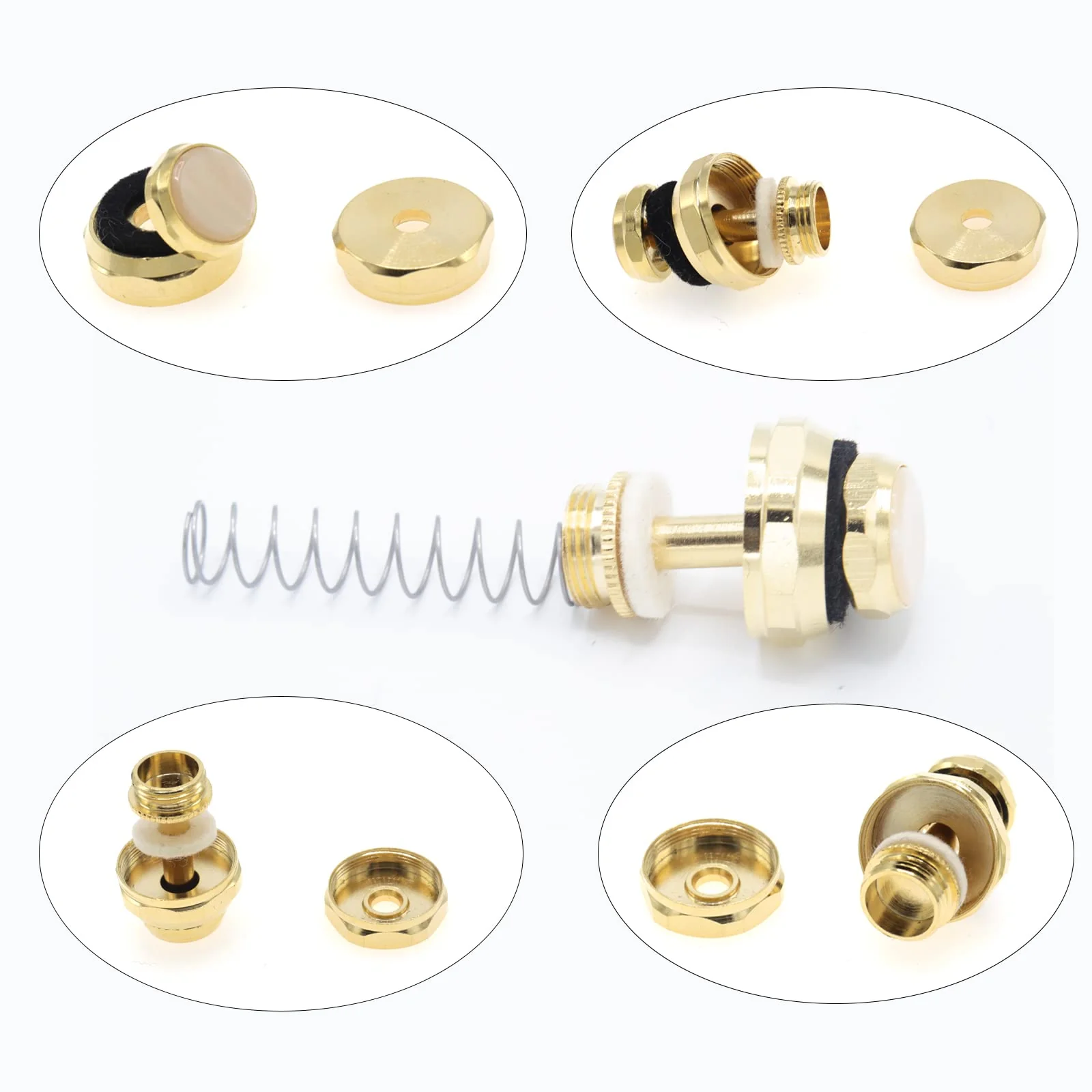Trumpet Repair Kit, Trumpet Repair Replacement Parts, Gold Trumpet Valve Cap Buttons Trumpet Valve Spring Screw Parts for Daily Repair of Wind Instrument - Image 6