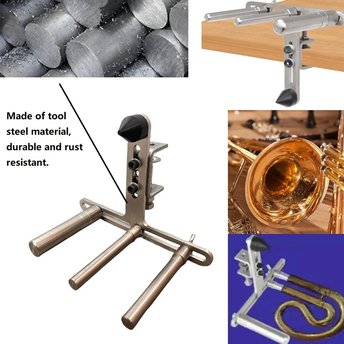 Trumpet Repair Tool Tuning Tube Sanding Support Frame Tool for Sax Horn Trombone Flute Clarinet Oboe Instrument, Multifunctional Polishing Bracket Brass Winds Instrument Repair Tool - Image 5