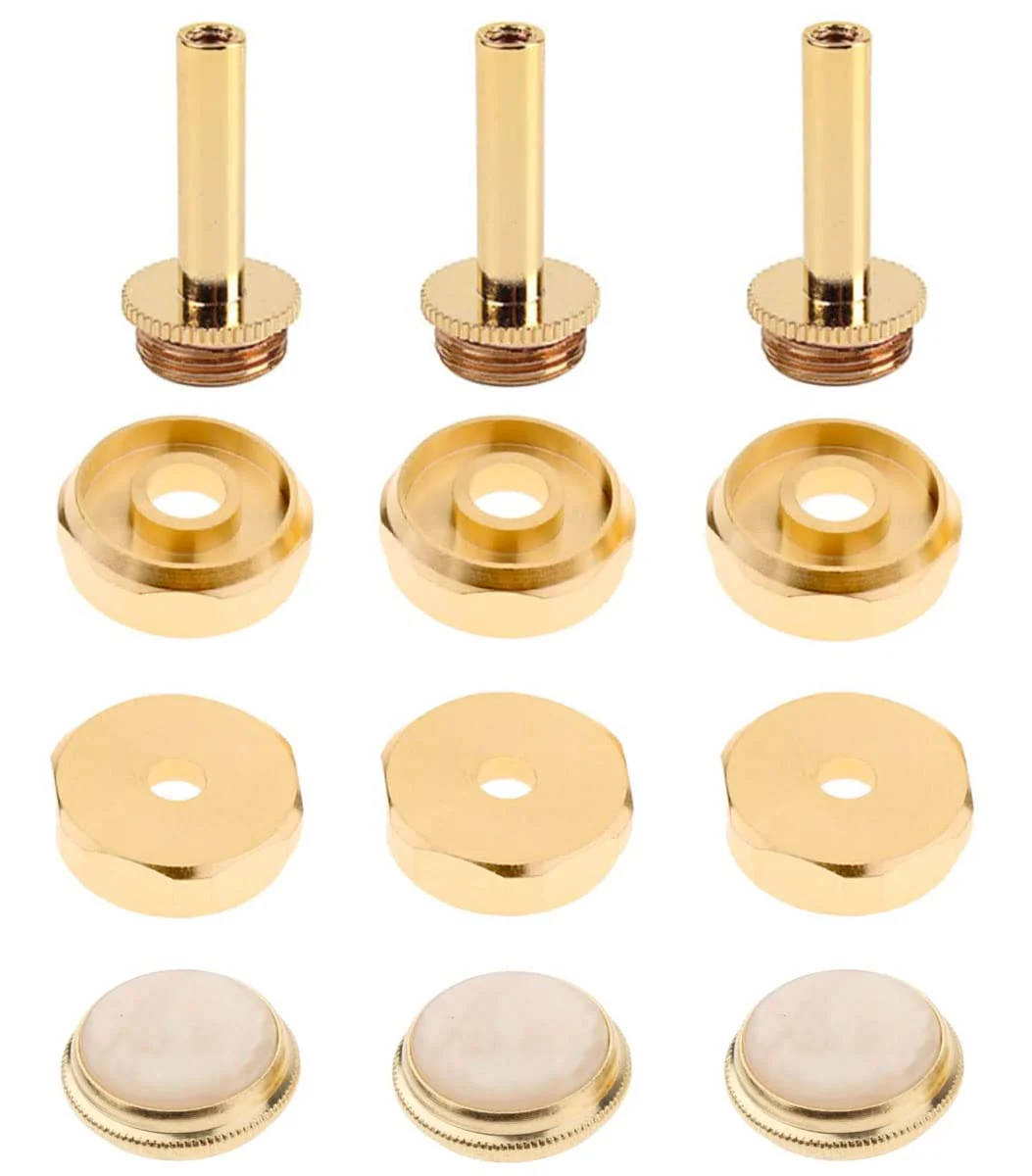 Trumpet Valve Sytem Replacement Parts include Trumpets Finger Buttons Valve Cap Piston Guides Spring Felt Washer Musical Instruments Accessories Set of 24pcs Gold - Image 2