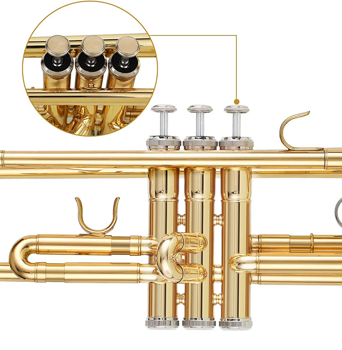 Trumpet Valve Sytem Replacement Parts include Trumpets Finger Buttons Valve Cap Piston Guides Spring Felt Washer Musical Instruments Accessories Set of 24pcs Gold - Image 8