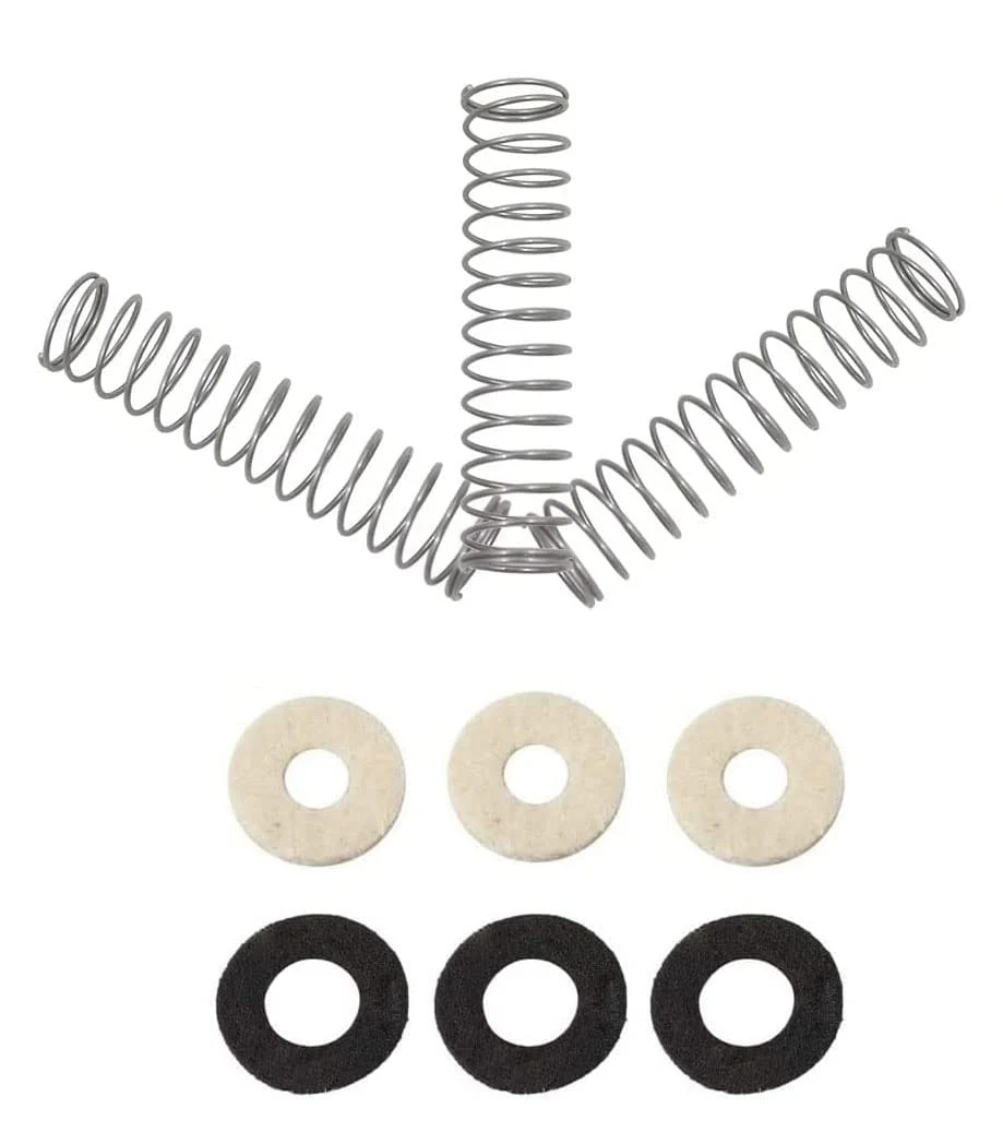 Trumpet Valve Sytem Replacement Parts include Trumpets Finger Buttons Valve Cap Spring Felt Washer Piston Guides Musical Instruments Accessories Set of 18pcs Silver - Image 6
