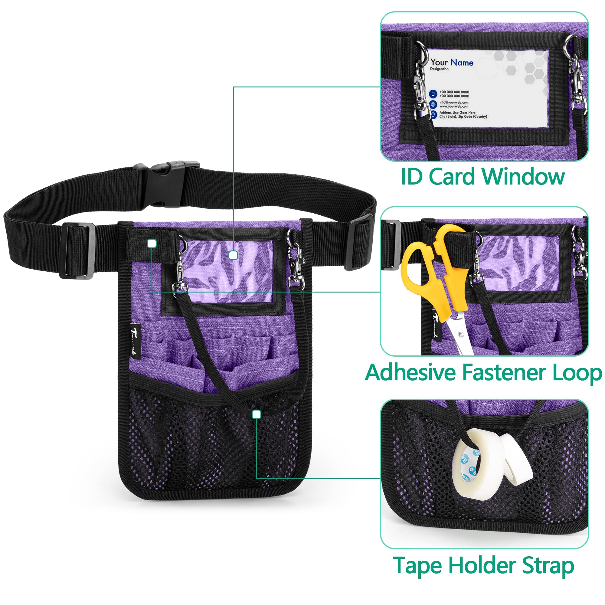 Trunab Nurse Waist Pack with Multiple Pocket Pockets for Medical Accessories such as Scissors, Tape, Stethoscope, Thermometer, Nursing Bag, purple, 1 - Image 4